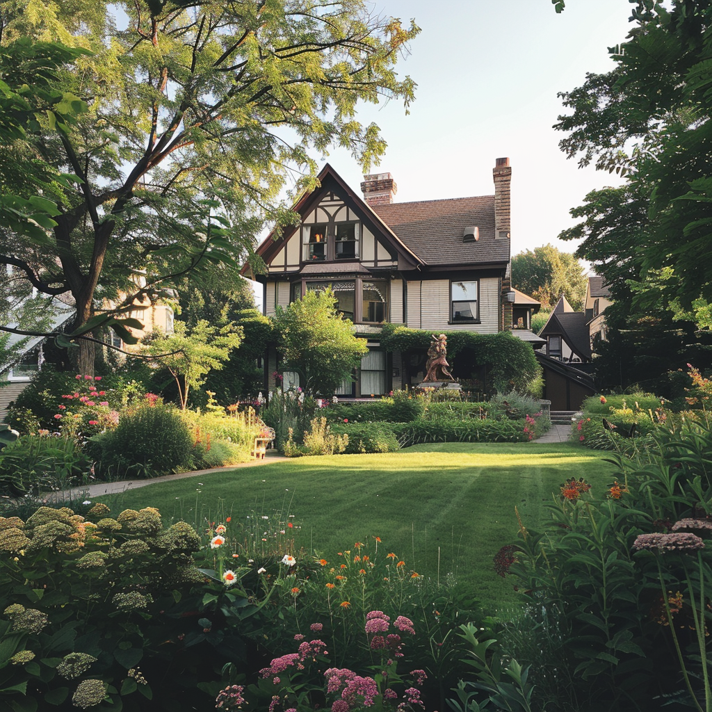 A beautiful home with a large garden | Source: Midjourney