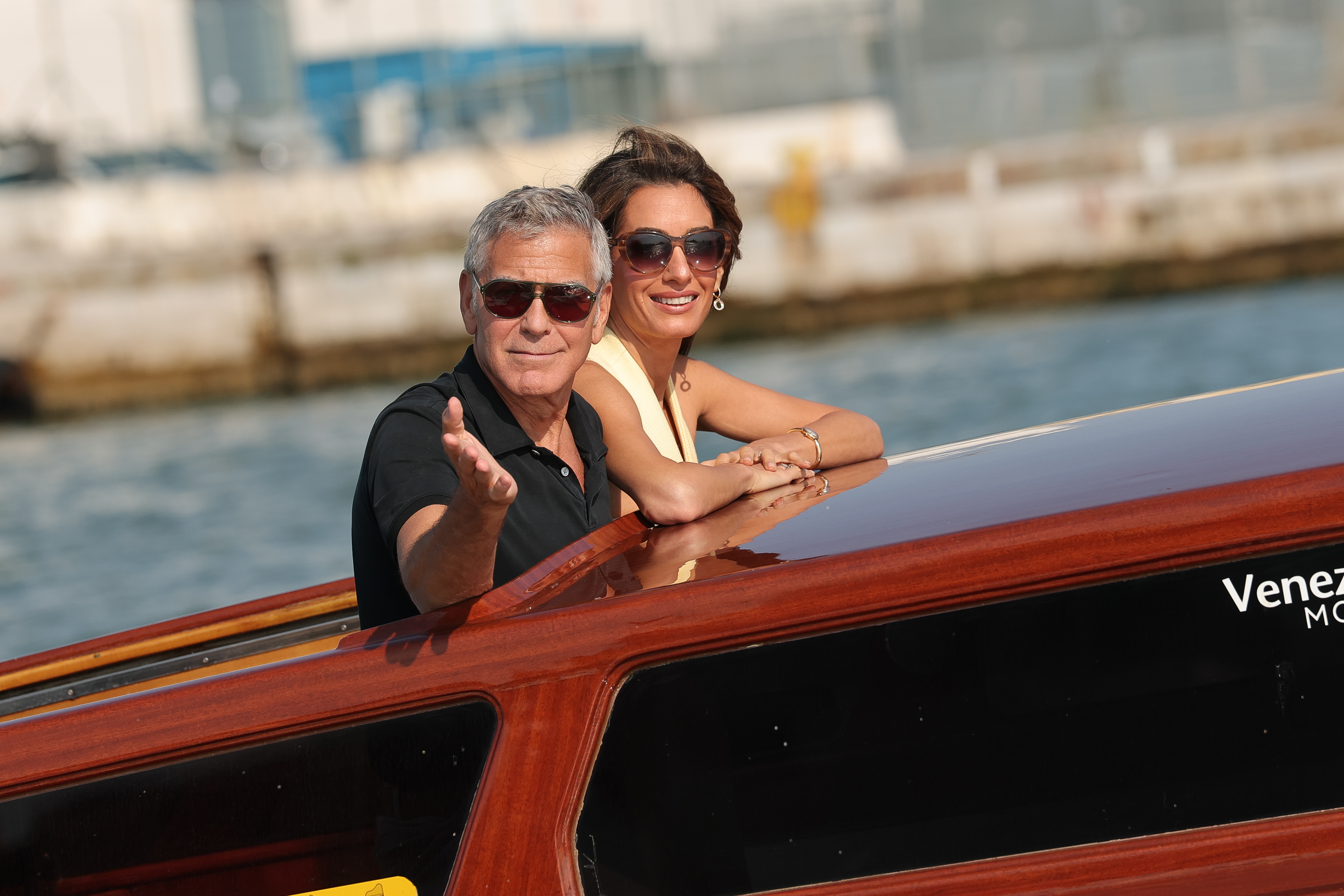 George and Amal Clooney arriving ahead of the 82nd Venice International Film Festival in Italy on August 26, 2025. | Source: Getty Images
