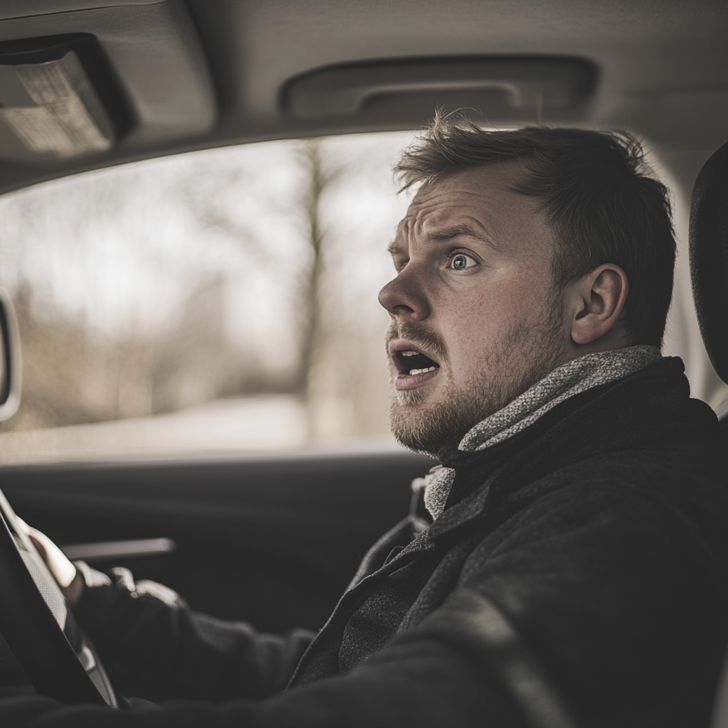 A man driving a car sees something shocking | Source: Midjourney