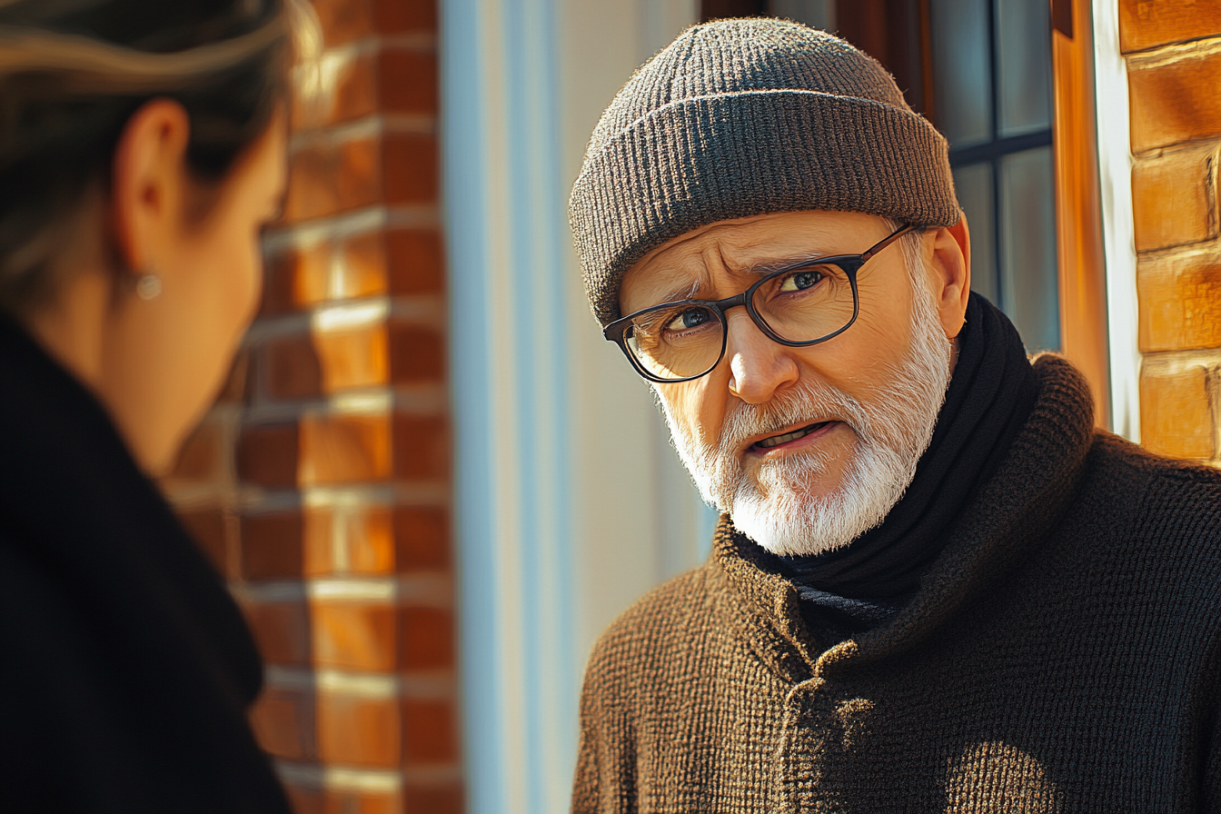 An older man talking to his neighbor | Source: Midjourney