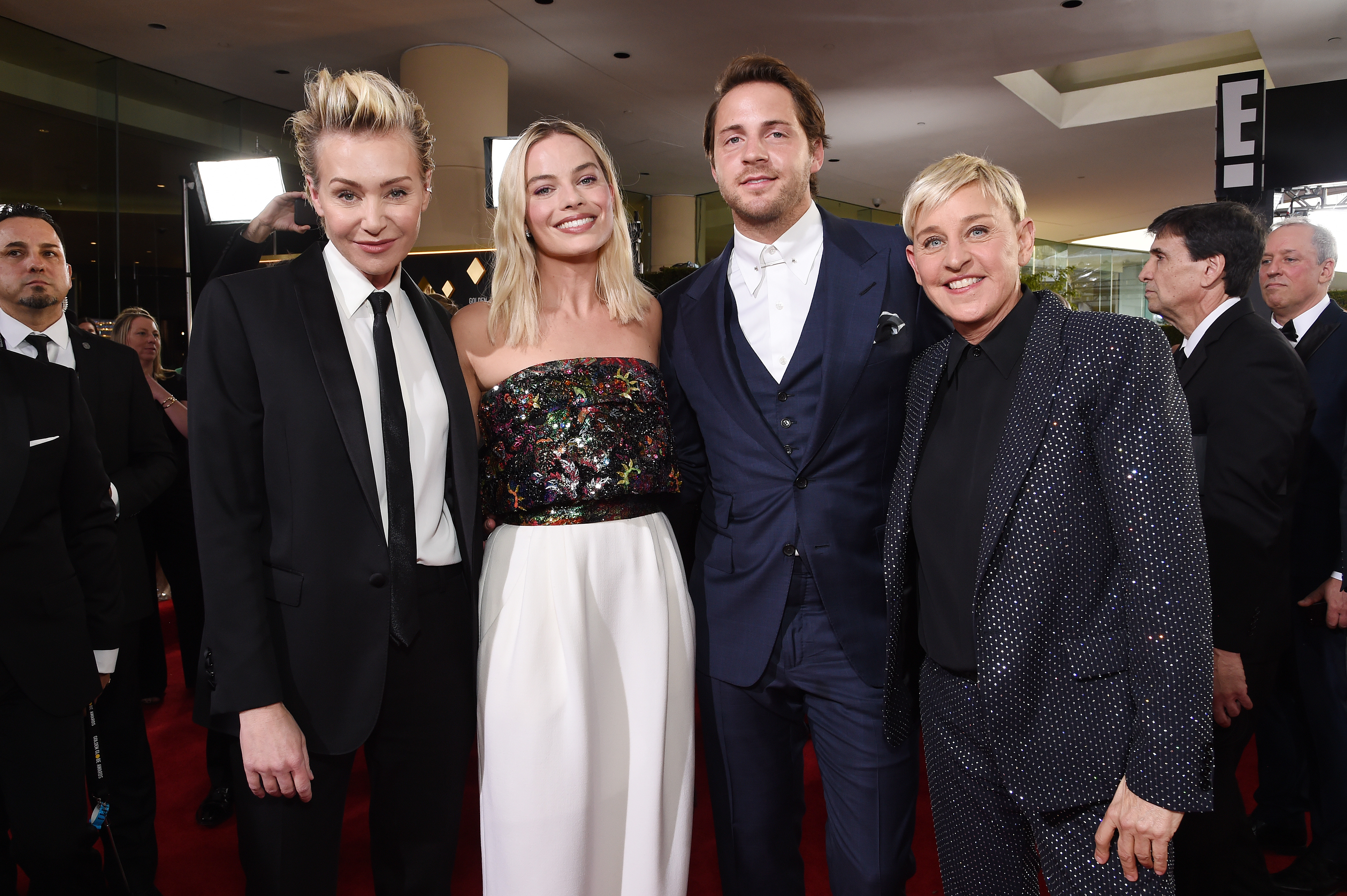 Portia de Rossi, Margot Robbie, Tom Ackerley, and Ellen DeGeneres at the 77th Annual Golden Globe Awards in Beverly Hills, California on January 05, 2020 | Source: Getty Images