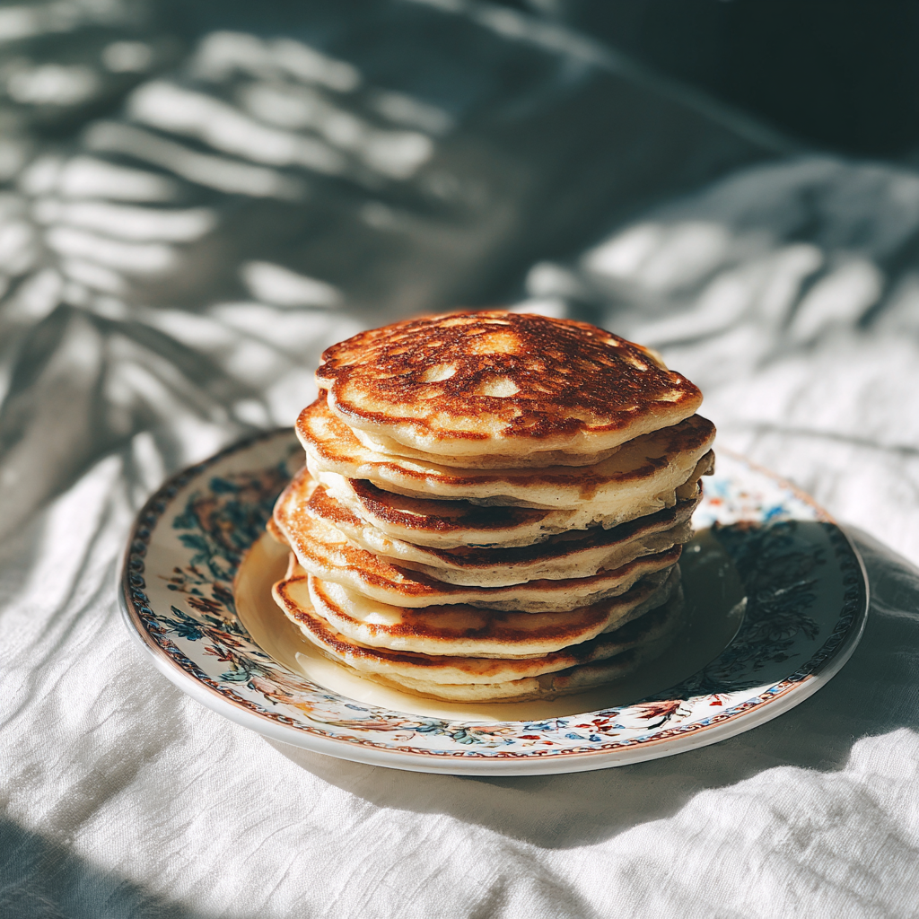 A stack of pancakes on a kitchen counter | Source: Midjourney