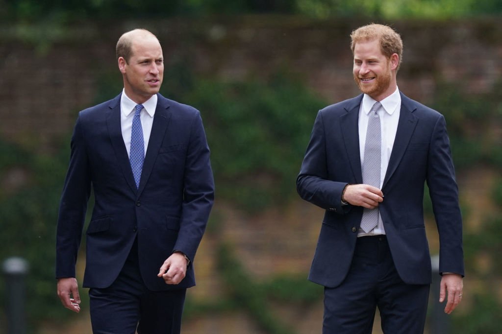 Prince William and Prince Harry at the unveiling of a statue of their mother, Princess Diana at The Sunken Garden in Kensington Palace, London on July 1, 2021 | Photo: Getty Images