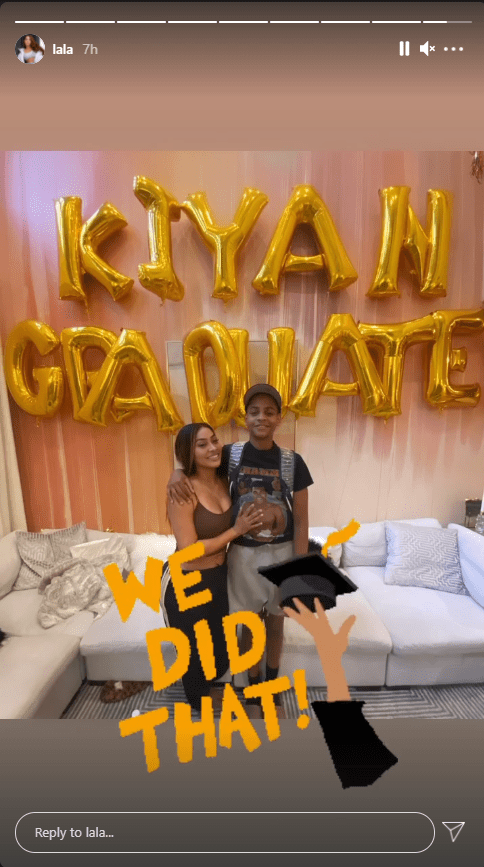 La La Anthony takes a picture with her son Kiyan in tribute to his graduation. | Photo: Instagram/Lala