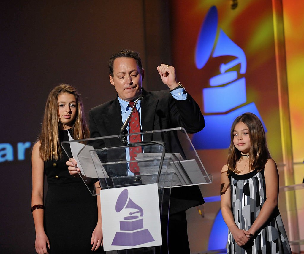 (L-R) Alexa Darin, Dodd Darin and Olivia Darin accept the Lifetime Achievement Award on behalf of the late Bobby Darren at the 52nd Annual GRAMMY Awards on January 30, 2010 in Los Angeles, California. | Source: Getty Images