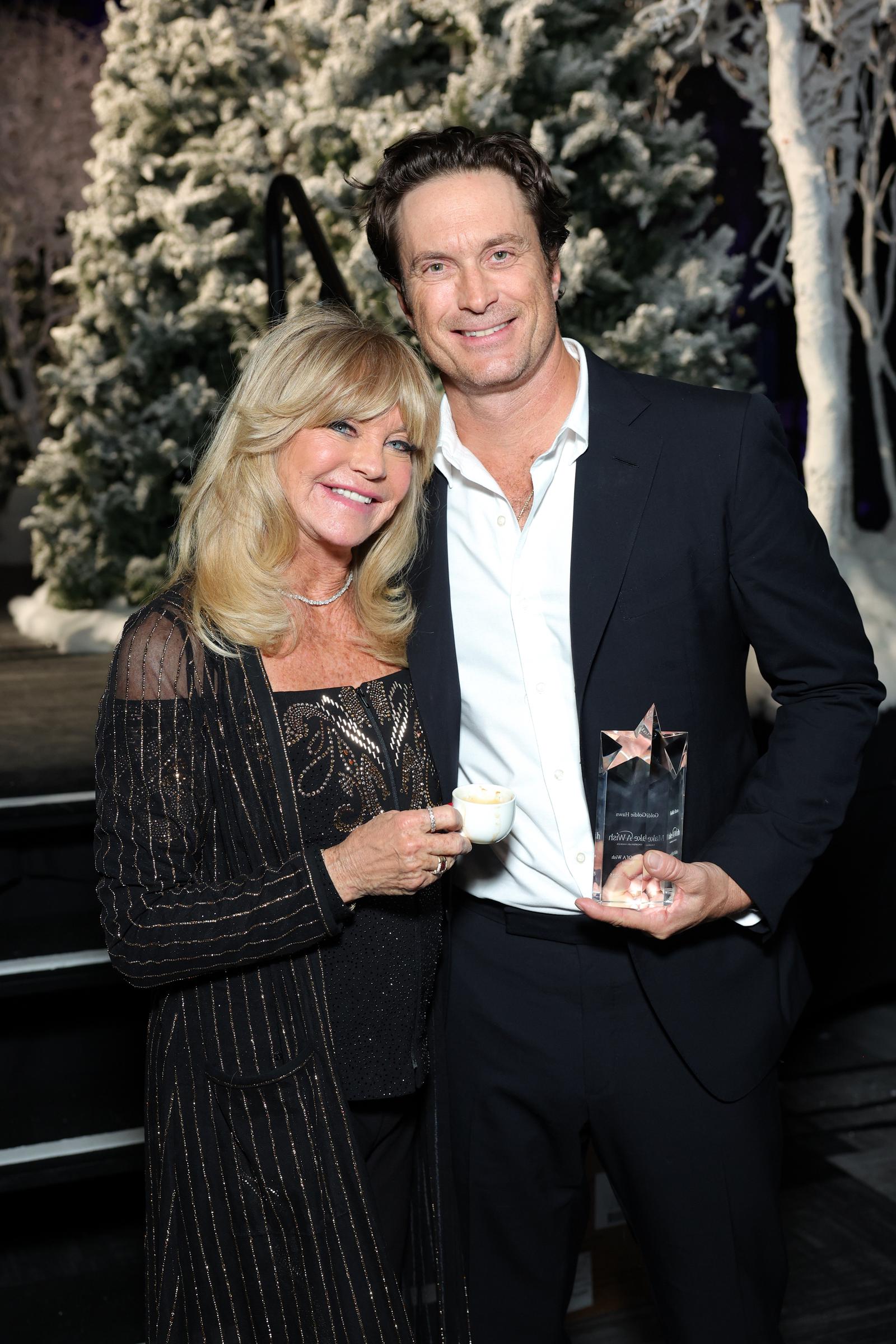 Oliver Hudson and Goldie Hawn attend Make-A-Wish Greater Los Angeles's Wish Gala at Fairmont Century Plaza on December 05, 2025