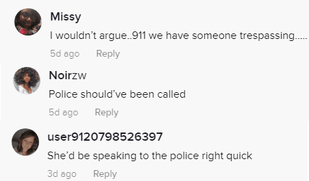 TikTok users believe that the police should have been called | Photo: Tiktok.com/@hopey.pie