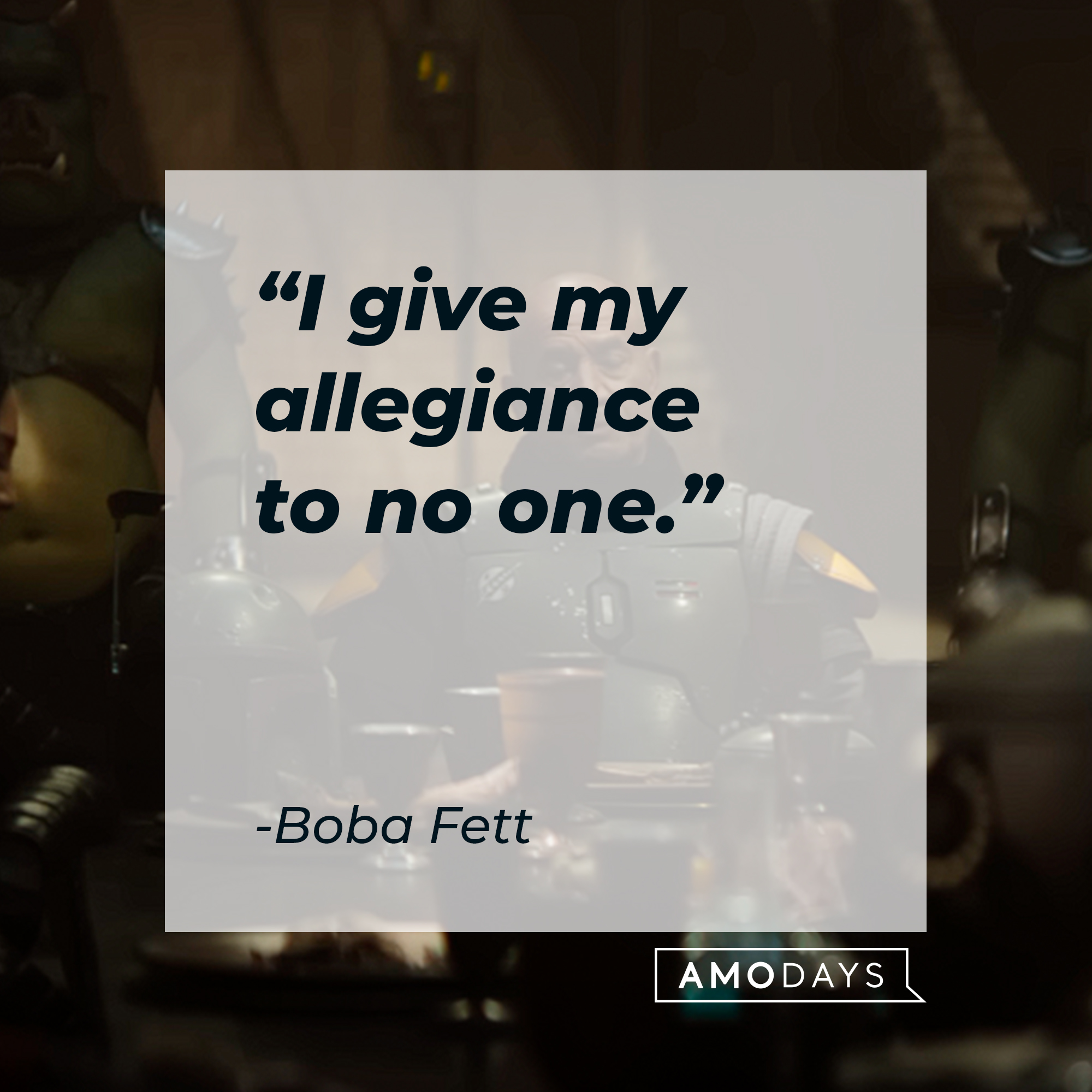 Boba Fett, with his quote: “I give my allegiance to no one.” │ Source: youtube.com/StarWars