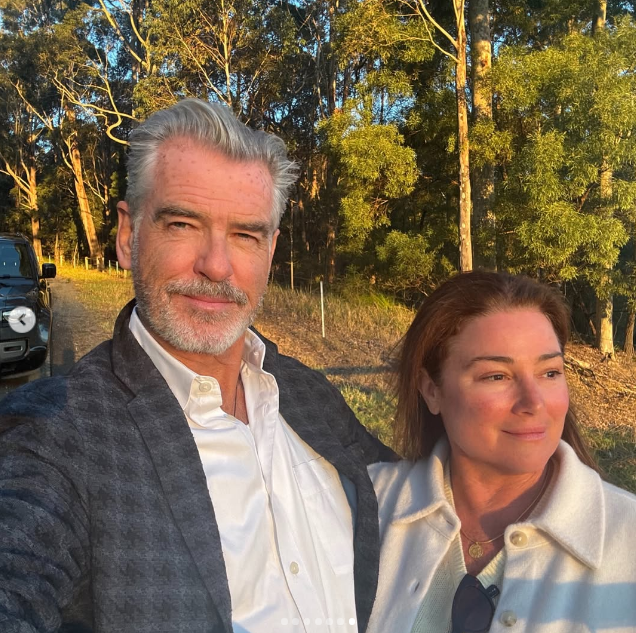 They have aged together beautifully, and their home is just as amazing as their love story. This is a photo of the couple outdoors from Keely's anniversary tribute posted on August 4, 2026. | Source: Instagram/keelyshayebrosnan