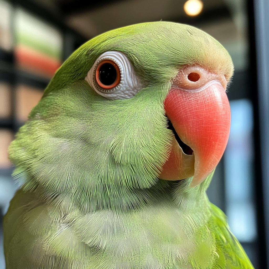 A close up of a green parrot | Source: Midjourney