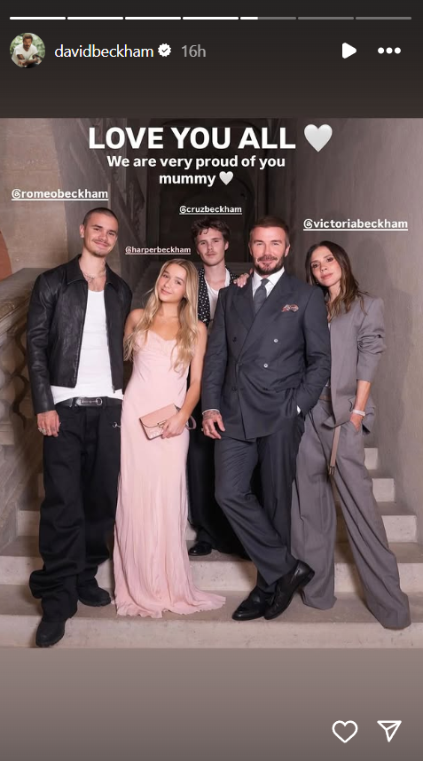A screengrab of David Beckham's Stories post, dated October 5, 2025. | Source: Instagram/davidbeckham