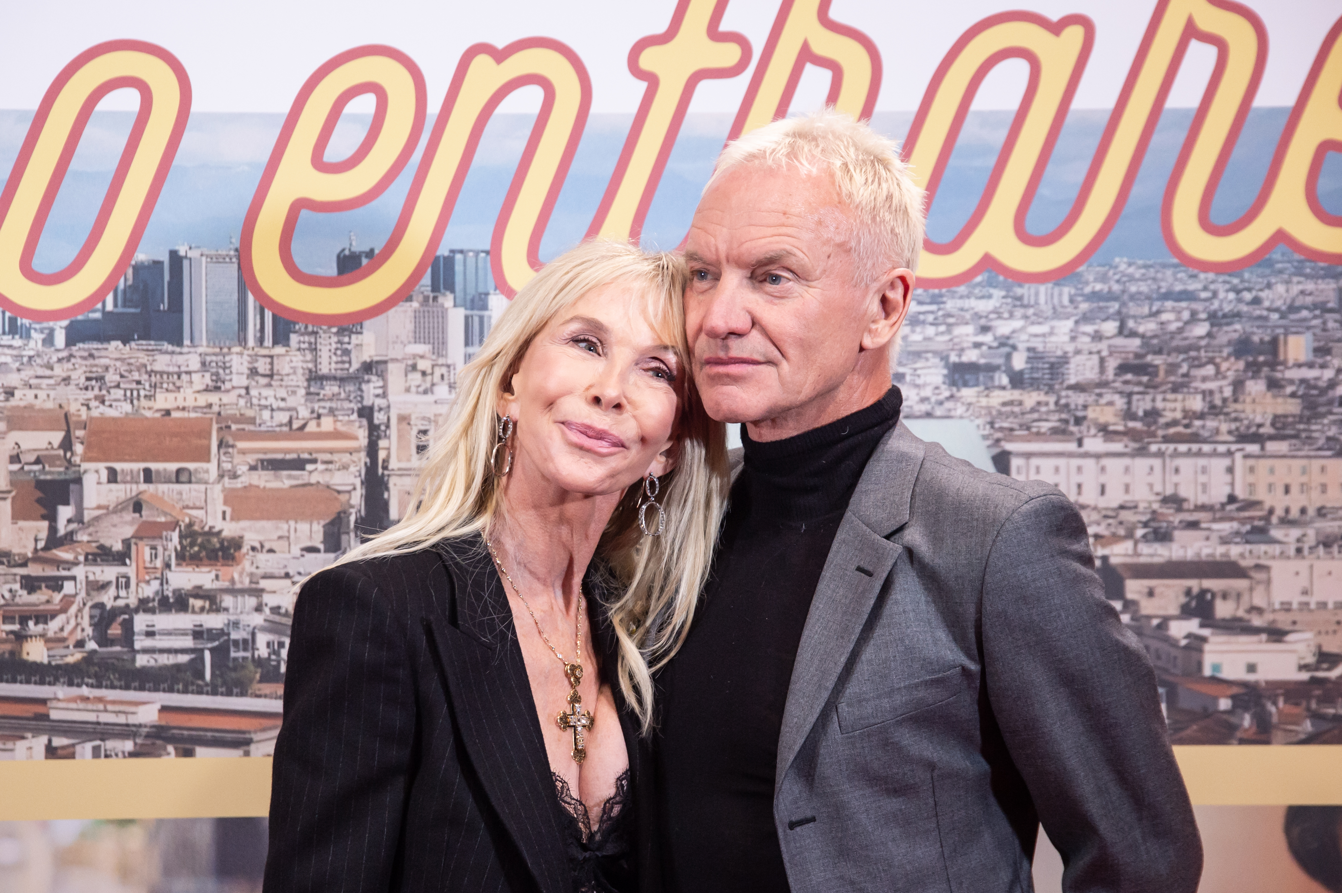 Trudie Styler and Sting at the photocall of the movie "Posso Entrare? An Ode To Naples" on October 25, 2023 in Naples, Italy. | Source: Getty Images
