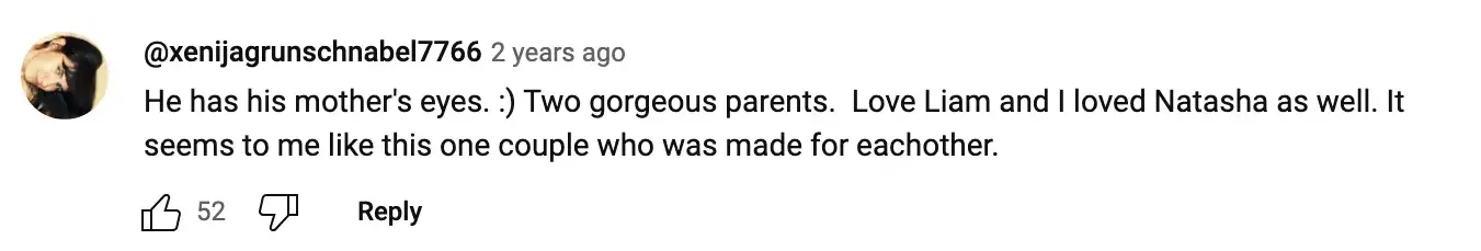 A fan's comment on Liam Neeson and Micheál Richardson's "The Graham Norton Show" interview on March 26, 2021 | Source: YouTube/The Graham Norton Show