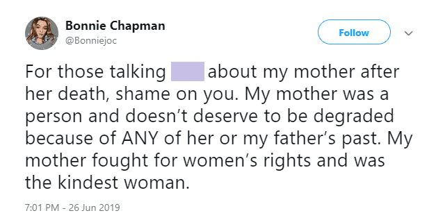 Bonnie Chapman addressing trolls after Beth Chapman's passing on June 26, 2019 | Photo: Twitter/Bonniejoc