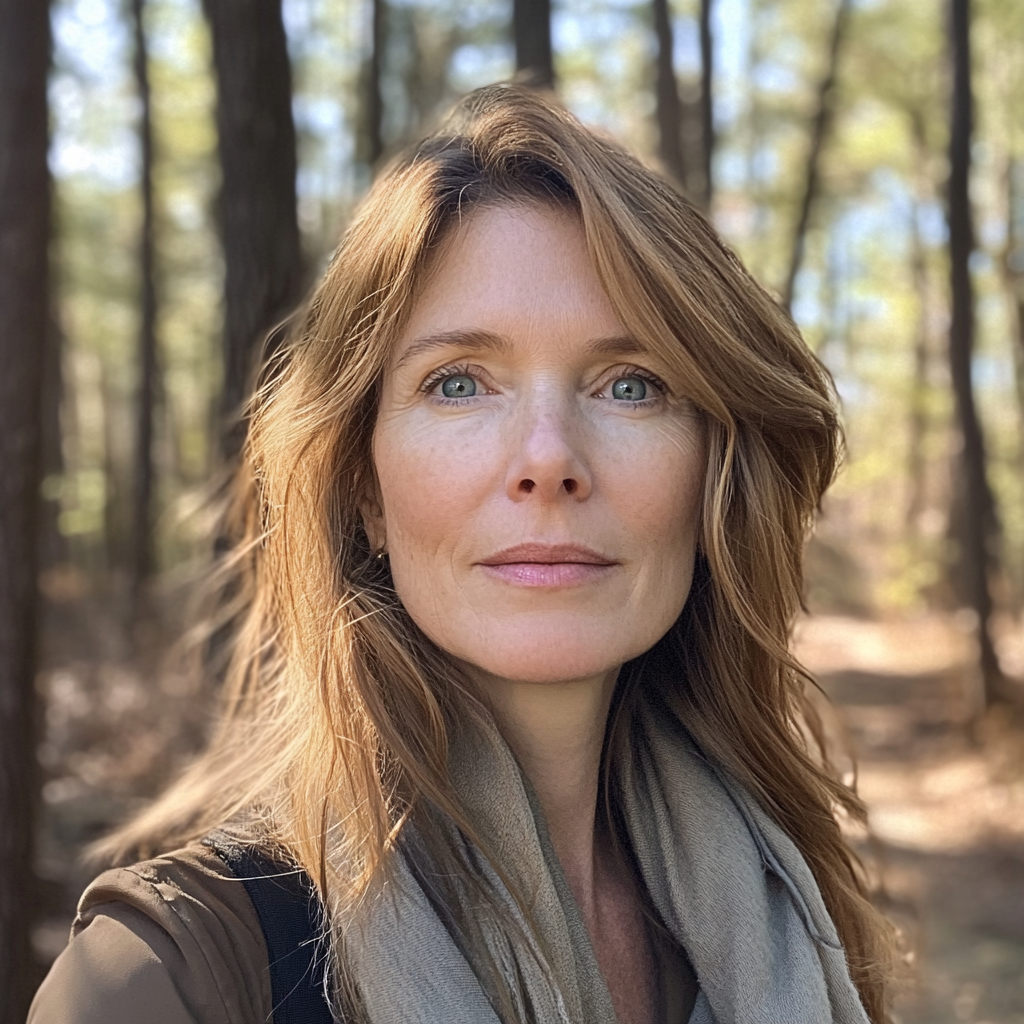 A woman walking in a forest | Source: Midjourney