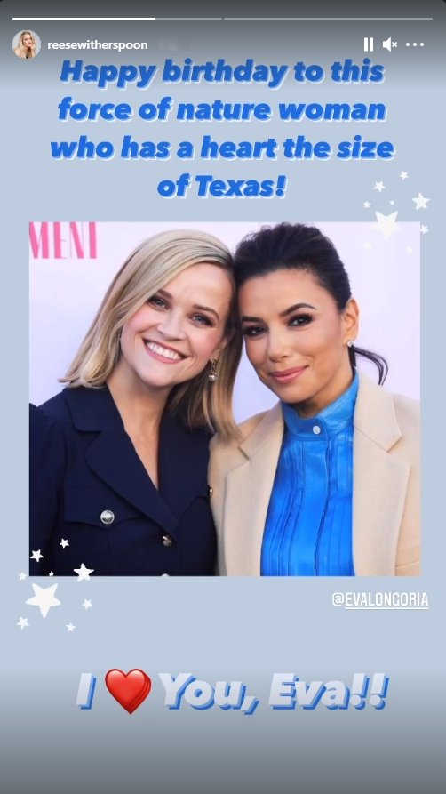 Resse Witherspoon wishing Eva Longoria a happy birthday alongside a throwback picture | Photo: Instagram / reesewitherspoon