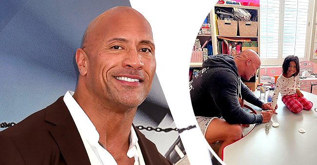 Dwayne Johnson painting his daughter Tia's nails | Photo: Getty Images | Instagram.com/therock/
