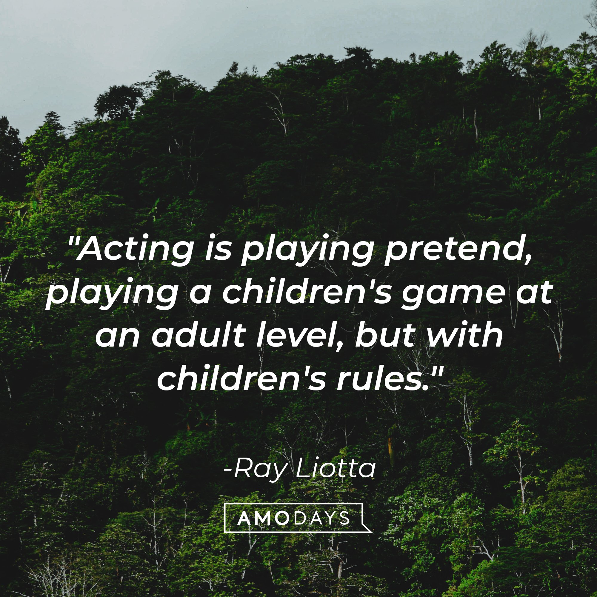 Ray Liotta’s quote: "Acting is playing pretend, playing a children's game at an adult level, but with children's rules." | Image: AmoDays