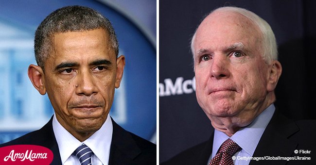 Former President Barack Obama reacts to John McCain's death