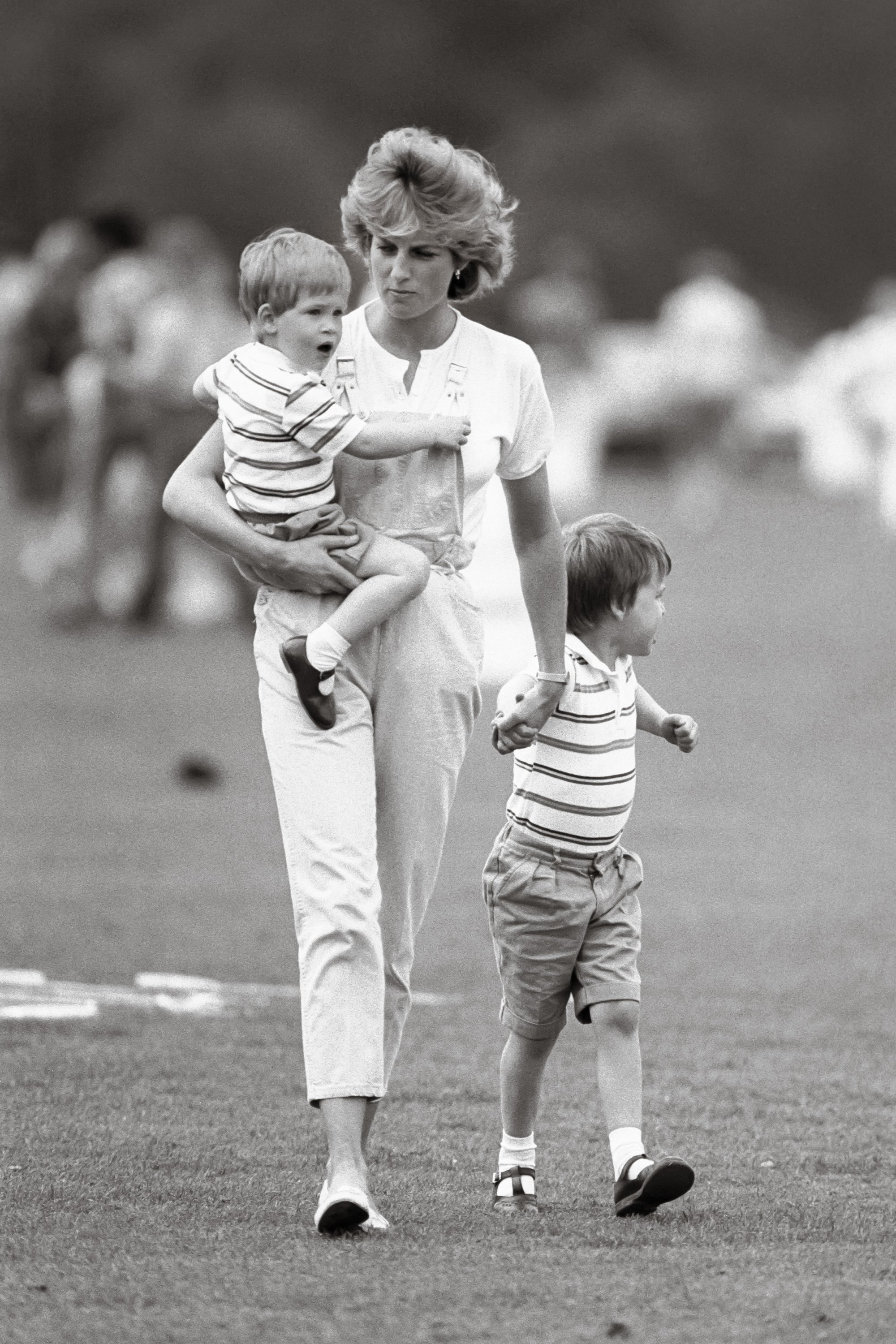 Diana, The Princess Of Wales, And Prince William,And Prince Harry, At A Polo Match, Smiths Lawn, Windsor in 1987 | Source: Getty Images