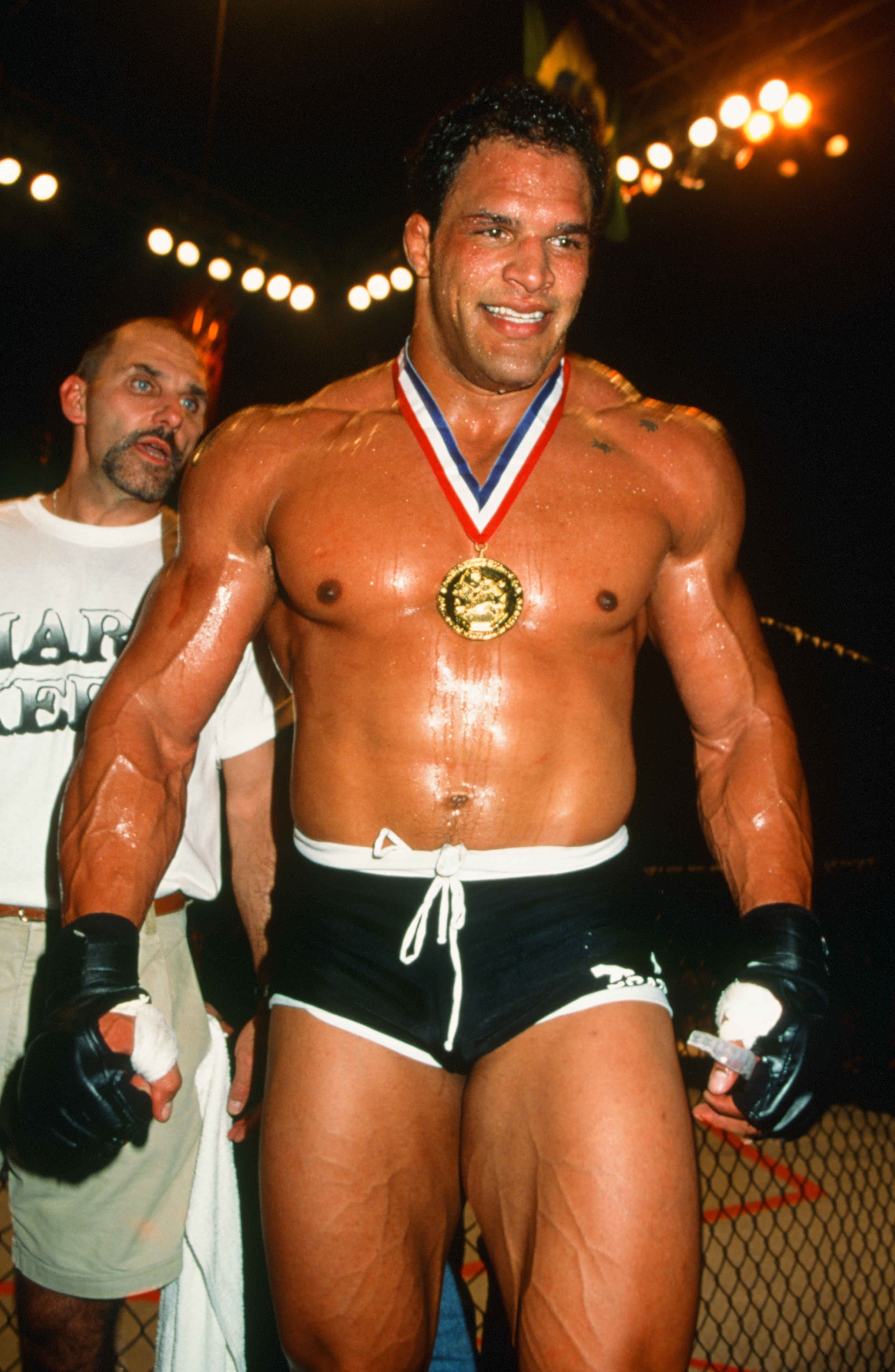 Mark Kerr reacts after winning a UFC heavyweight tournament in Birmingham, Alabama in 1997 | Source: Getty Images