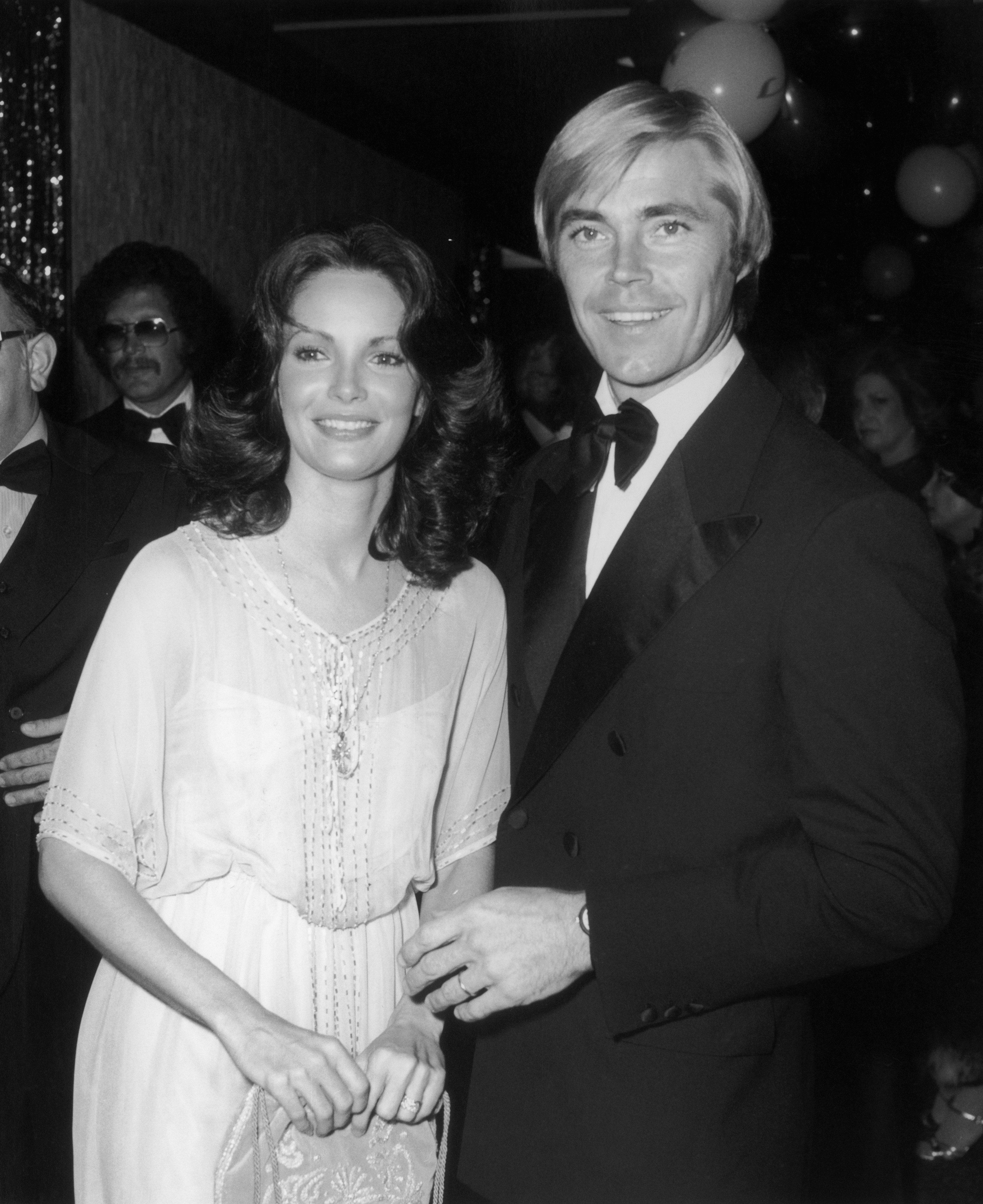 Jaclyn Smith and her new husband, actor Dennis Cole attend the 23rd Annual Thalians Ball at the Century Plaza Hotel in Century City, Los Angeles, 1978. Photo: Getty Images