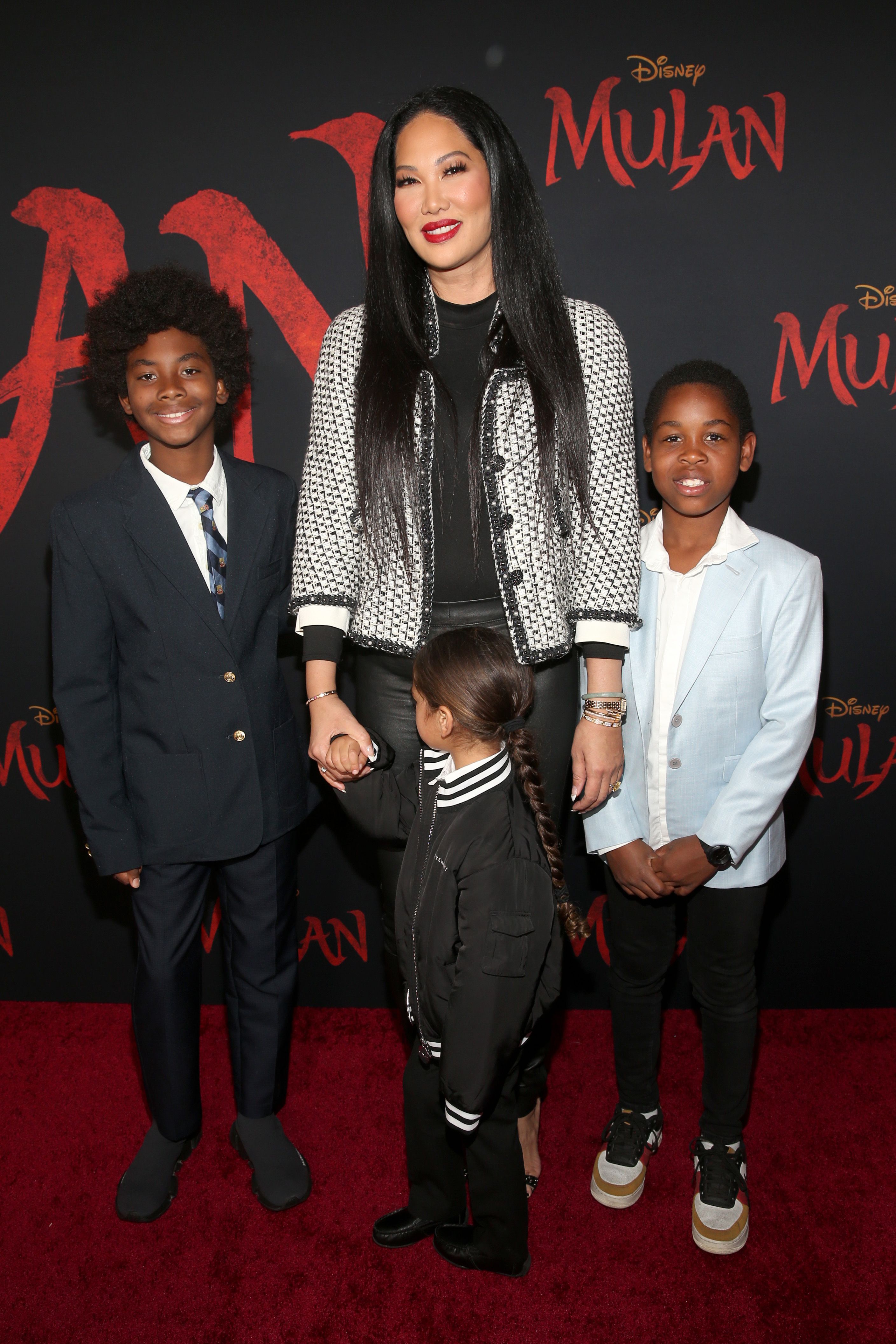 Kimora Lee Simmons and sons attend the world premiere of Disney's "Mulan" at the Dolby Theatre on March 9, 2020 in Hollywood, California | Source: Getty Images