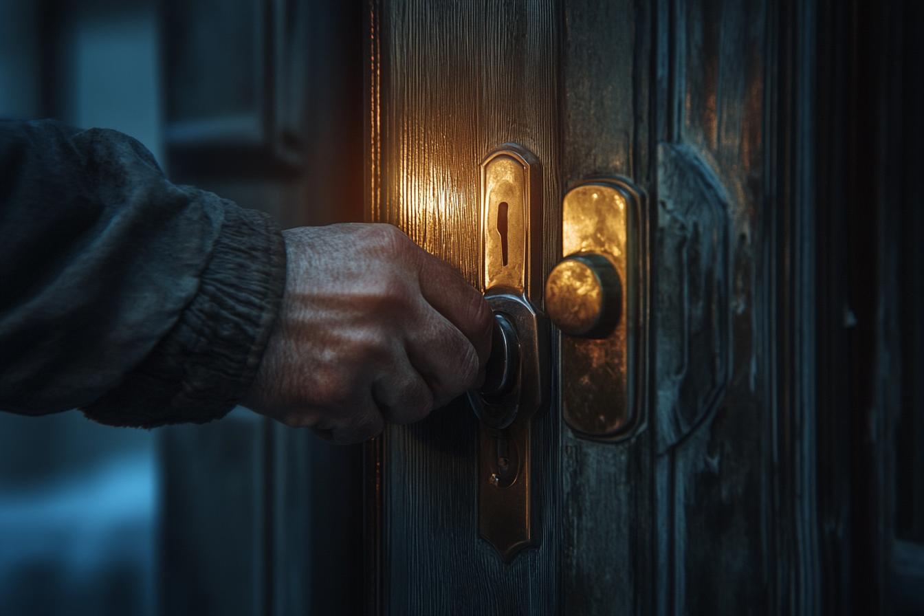 A locksmith fixing a door lock | Source: Midjourney