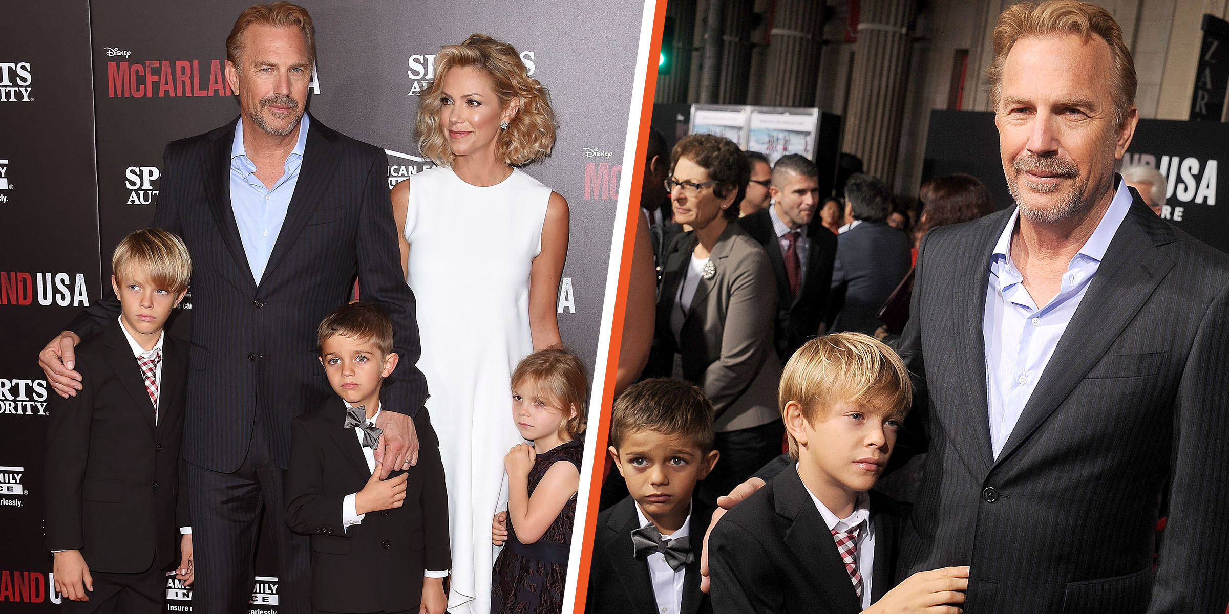 Cayden, Kevin, and Hayes Costner and Grace Costner | Hayes, Cayden, and Kevin Costner | Source: Getty Images