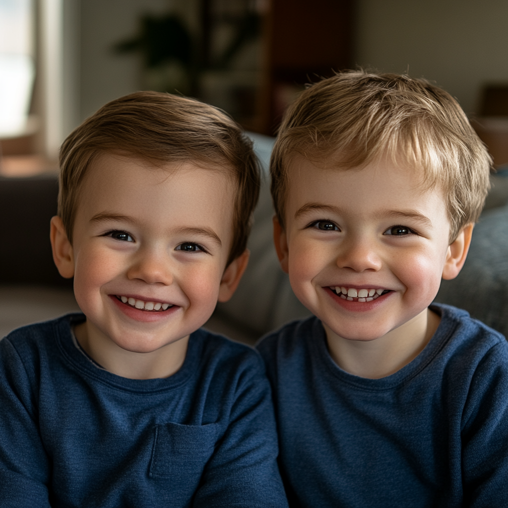 Smiling twin boys | Source: Midjourney