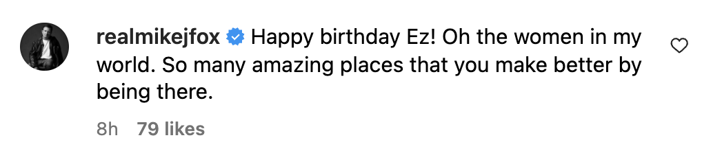 Michael J. Fox comments on Tracy Pollan's post celebrating Esmé Annabelle Fox's birthday, from a post dated November 3, 2024 | Source: Instagram/tracy.pollan/