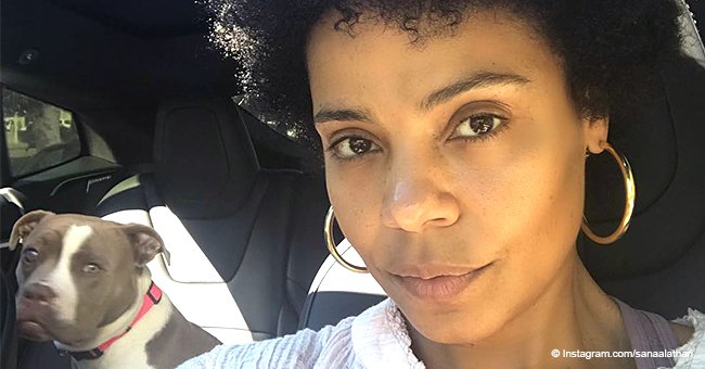 Sanaa Lathan shows off her natural hair growth while her moody dog melts hearts in new photos