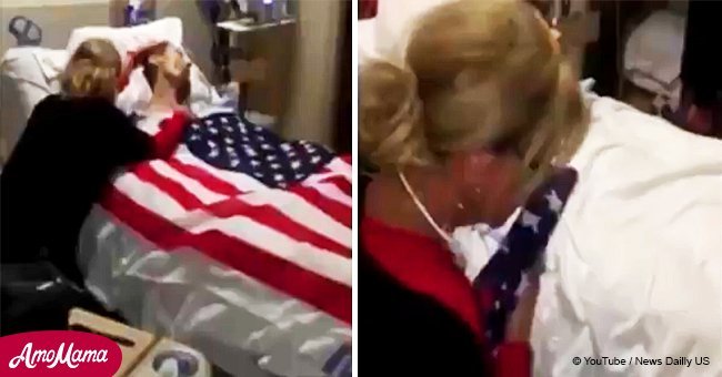 Nurse covers a dying veteran in American flag, calls his name and respects with a final salute