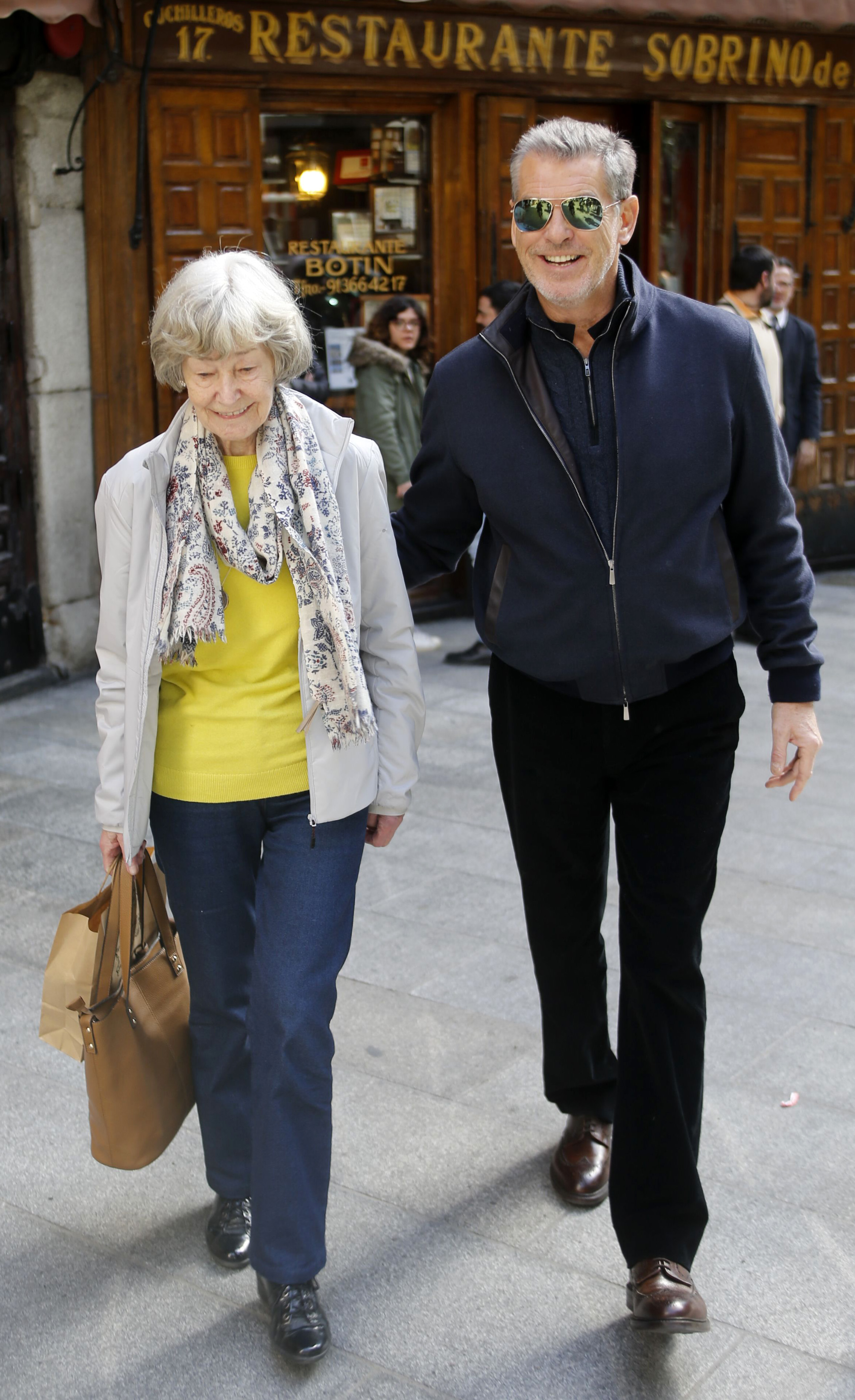 Mary Smith and Pierce Brosnan spotted out in Madrid, Spain on March 3, 2016 | Source: Getty Images