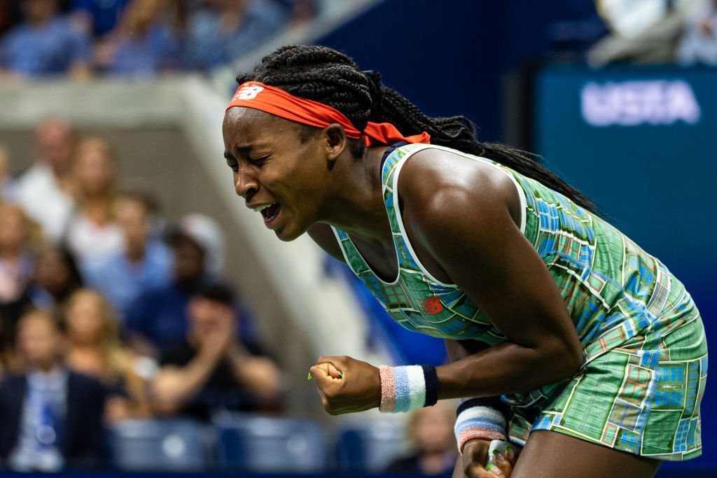Coco Gauff gets emotional during her match with Naomi Osaka at the 2019 US Open in August. | Photo: Getty Images