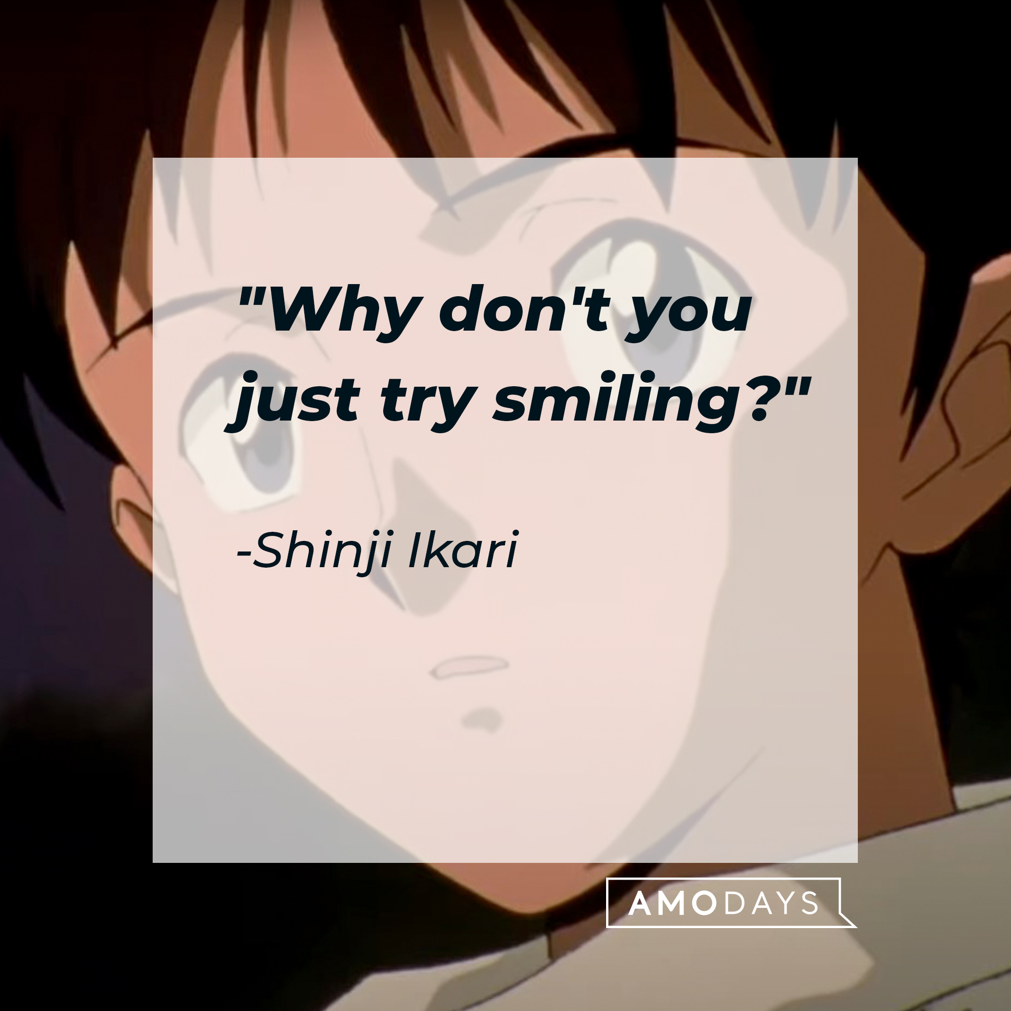Shinji Ikari's quote: "Why don't you just try smiling?" | Source: Facebook.com/EvangelionMovie
