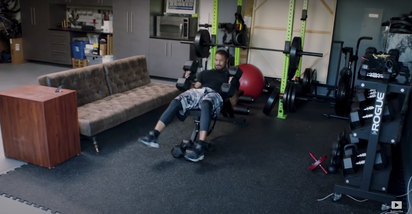 Donna Jordan and Michael A. Jordan's garage/workout space in their Spanish-style mansion. | Source: YouTube/Vogue