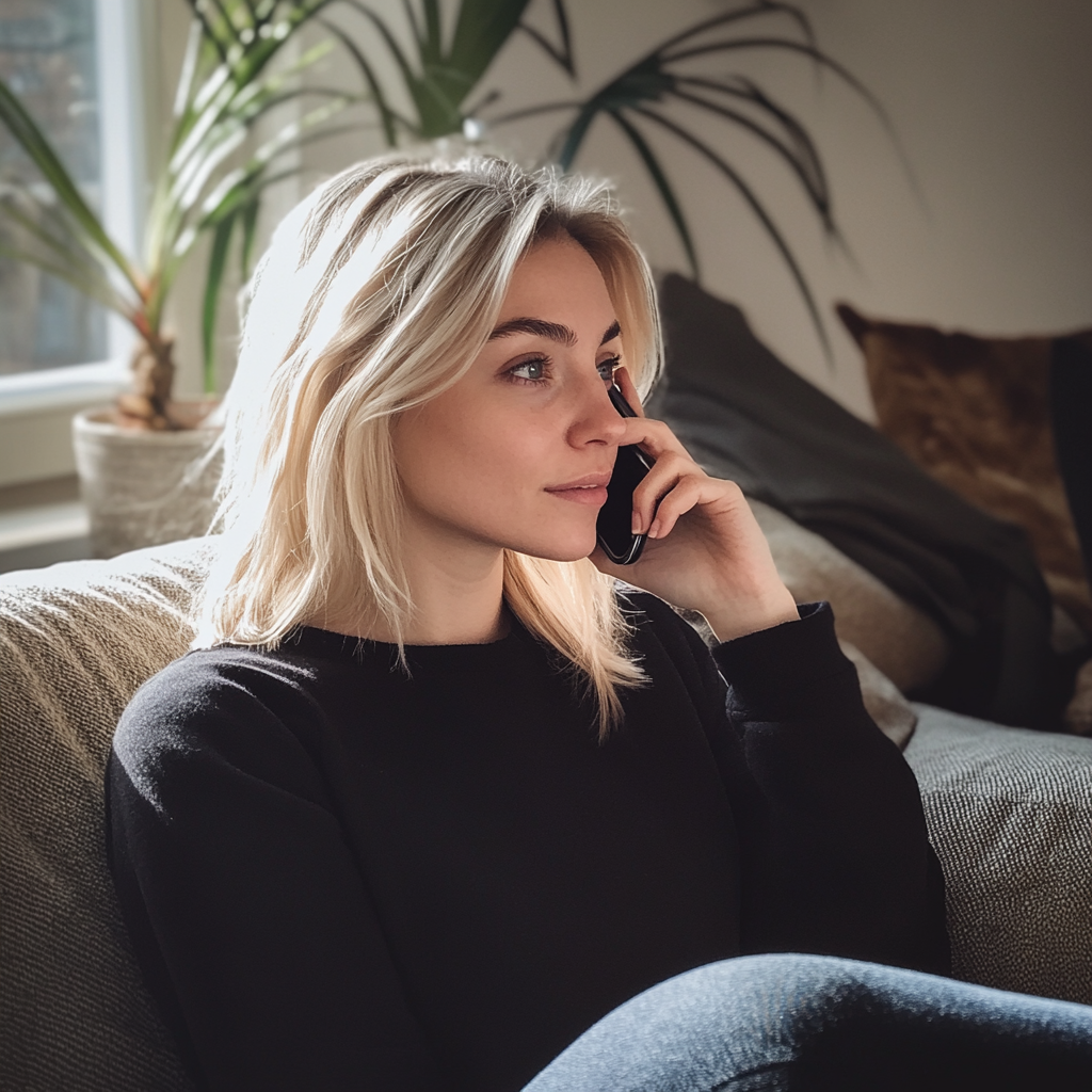 A woman talking on the phone | Source: Midjourney