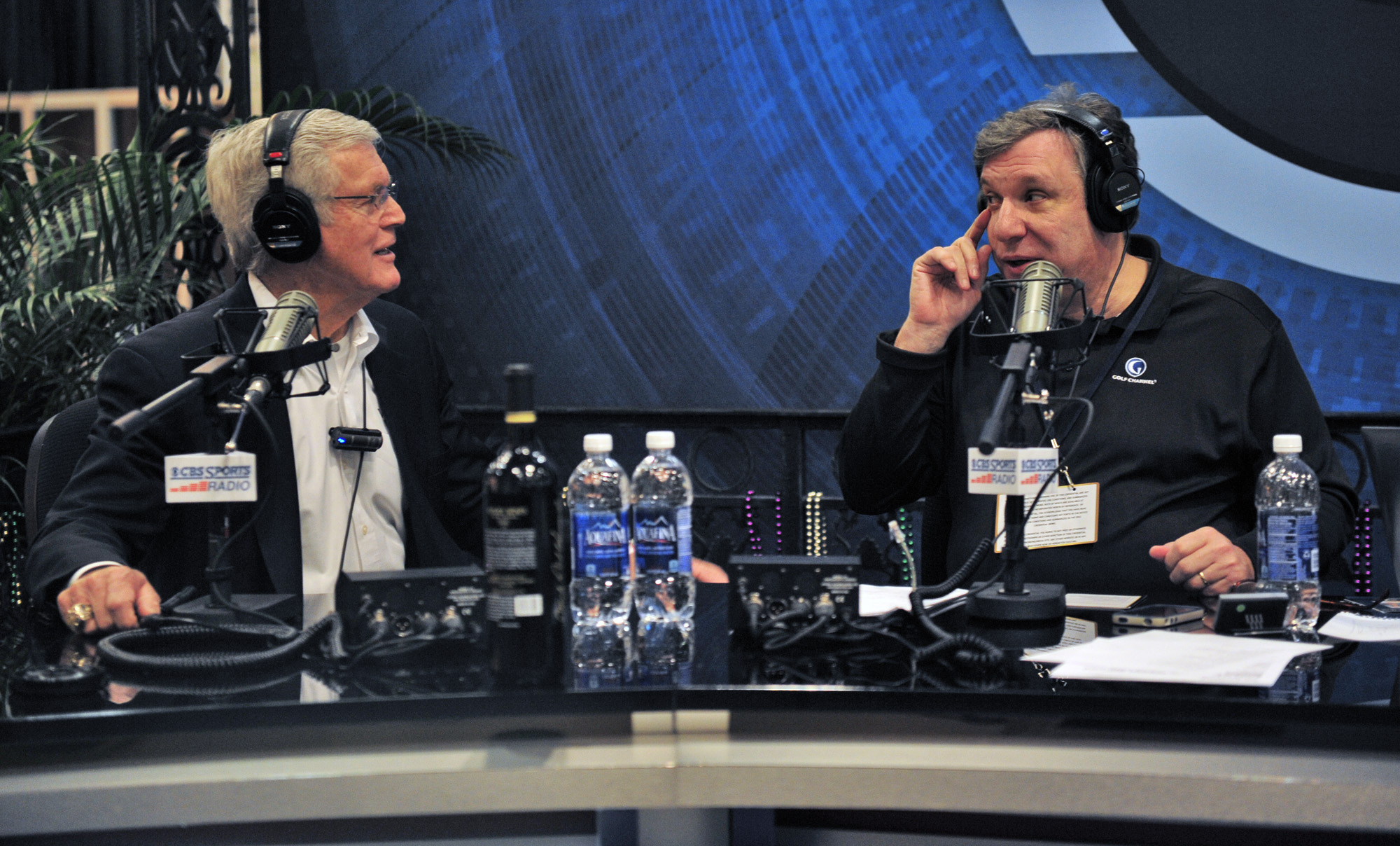 Former NFL coach Dick Vermeil being interviewed by John Feinstein from Radio Row in New Orleans site of Super Bowl XLVII on January 31, 2013 | Source: Getty Images