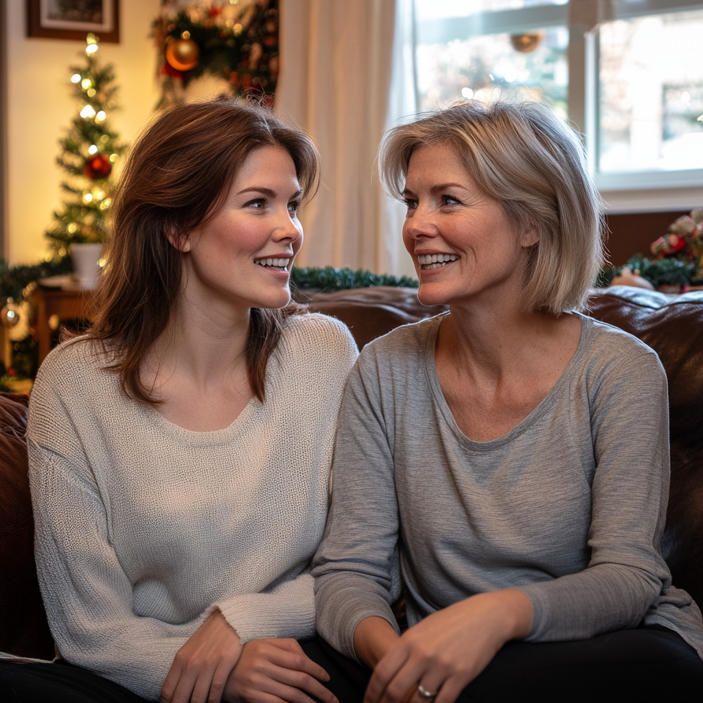 A woman bonding with her mother-in-law during Christmastime | Source: Midjourney