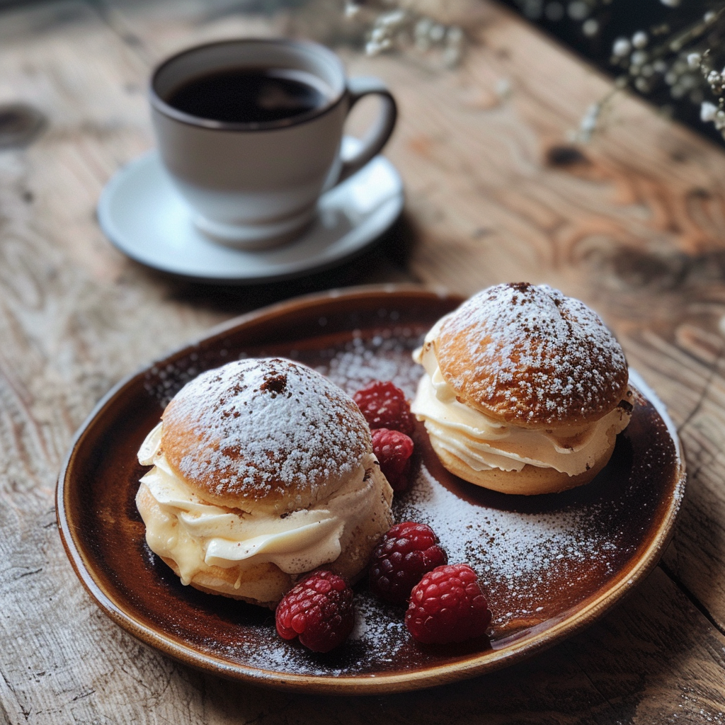 A plate of scones and cup of coffee | Source: Midjourney