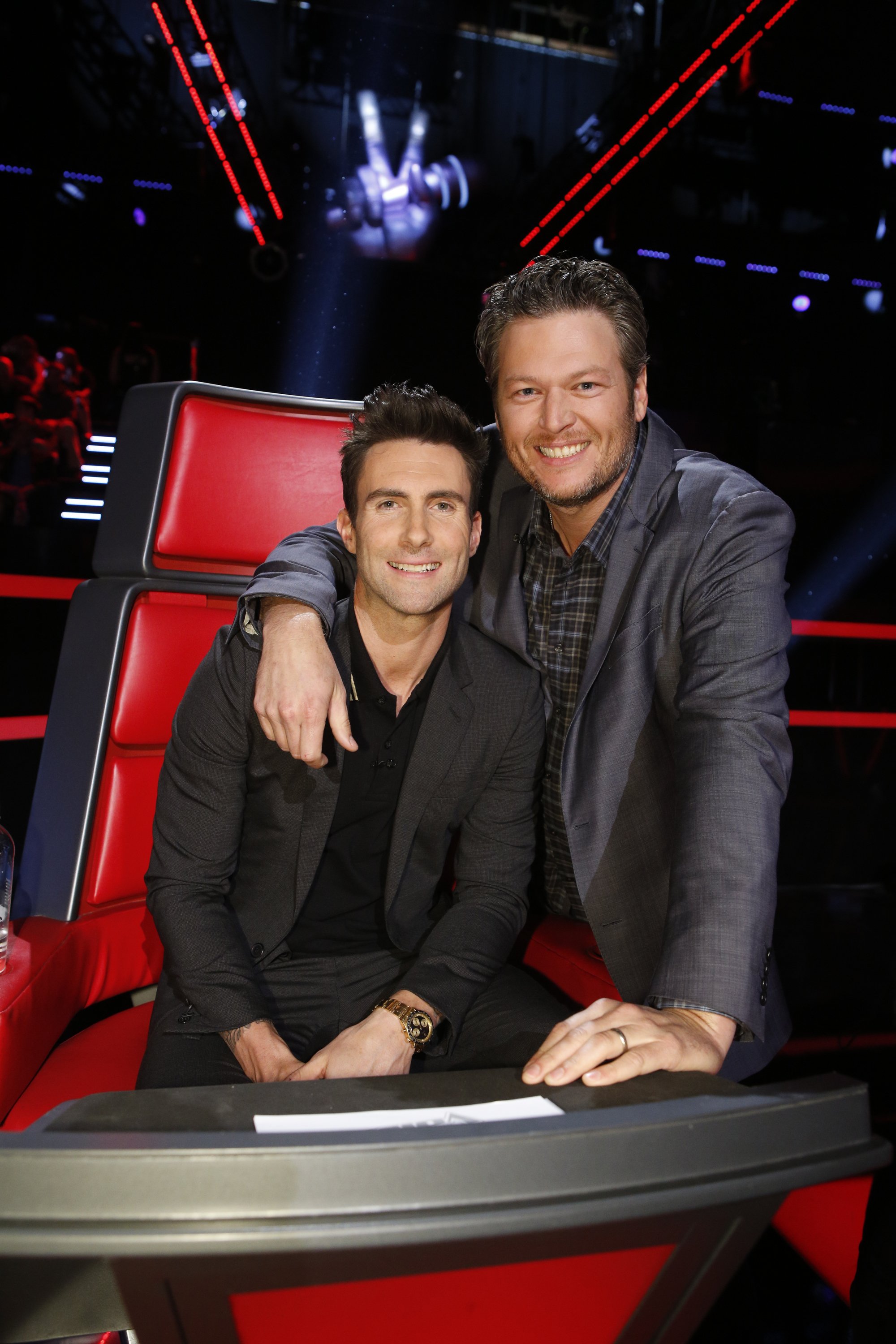 Coaches Adam Levine and Blake Shelton on season 7 of "The Voice." | Source: Getty Images.