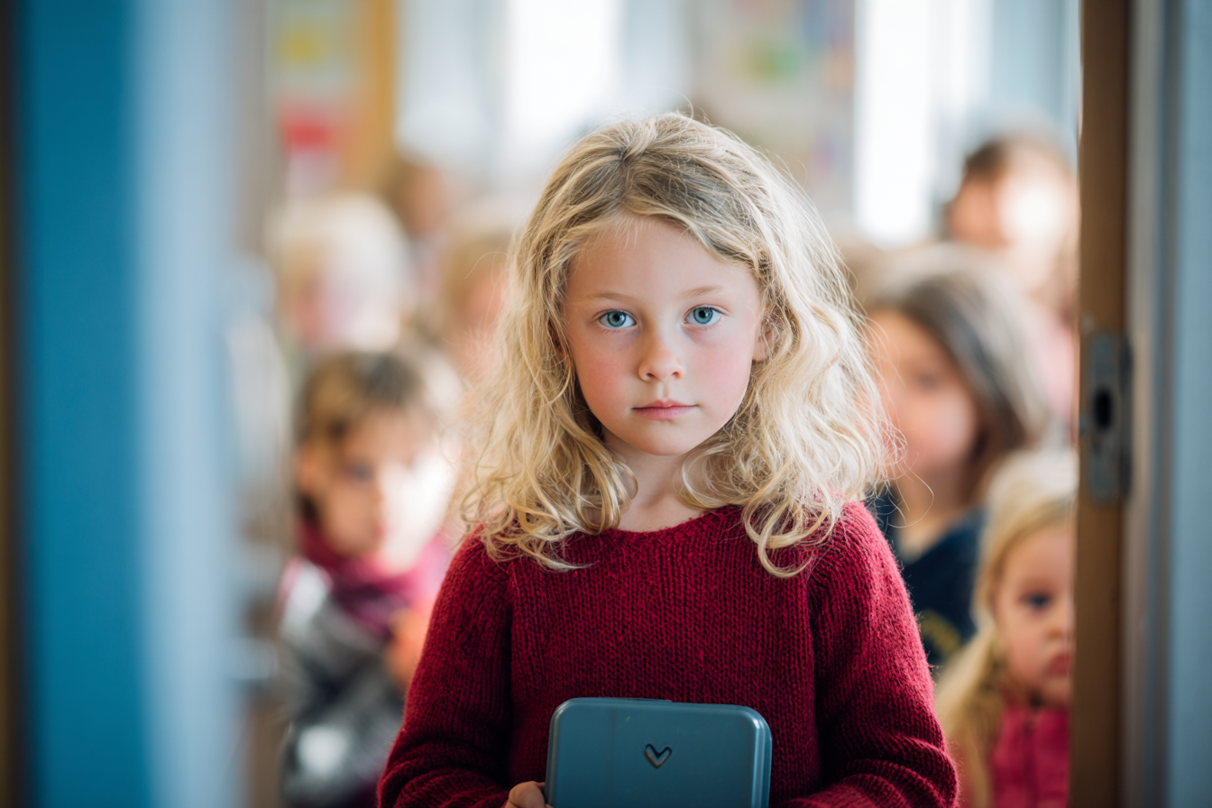 A little girl in a classroom | Source: Midjourney