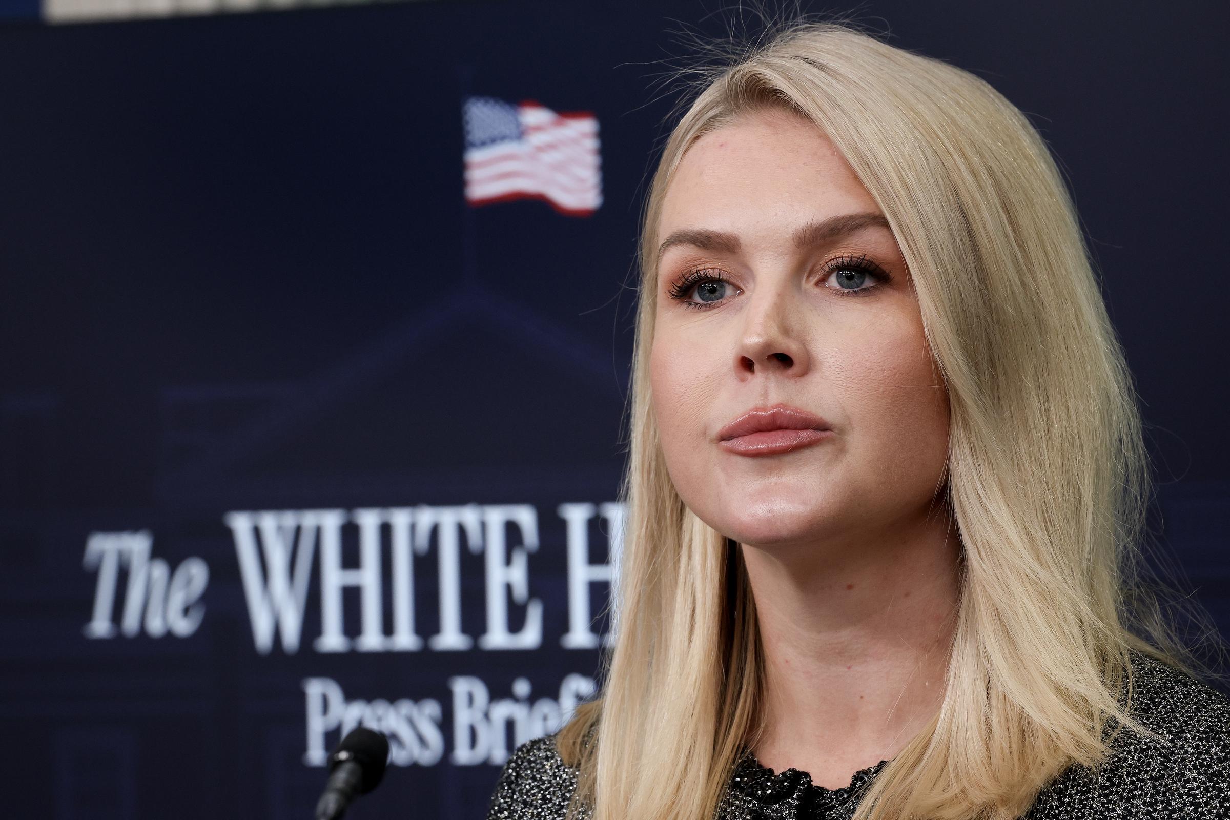 Karoline Leavitt takes questions from reporters during a press briefing at the White House on April 11, 2025 | Source: Getty Images