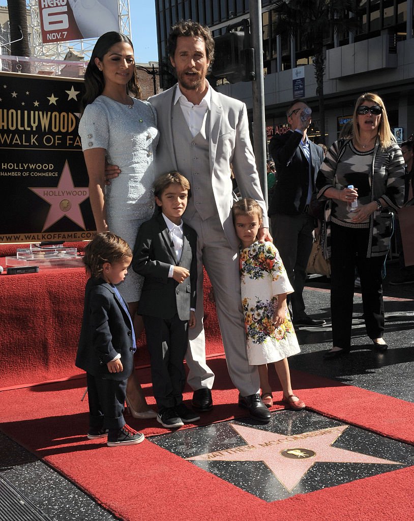 Actor Matthew McConnaughey and wife/model Camila Alves with children Livingston, Levi, Vida at Matthew McConaughey's Star ceremony On The Hollywood Walk Of Fame on November 17, 2014. | Source: Getty Images
