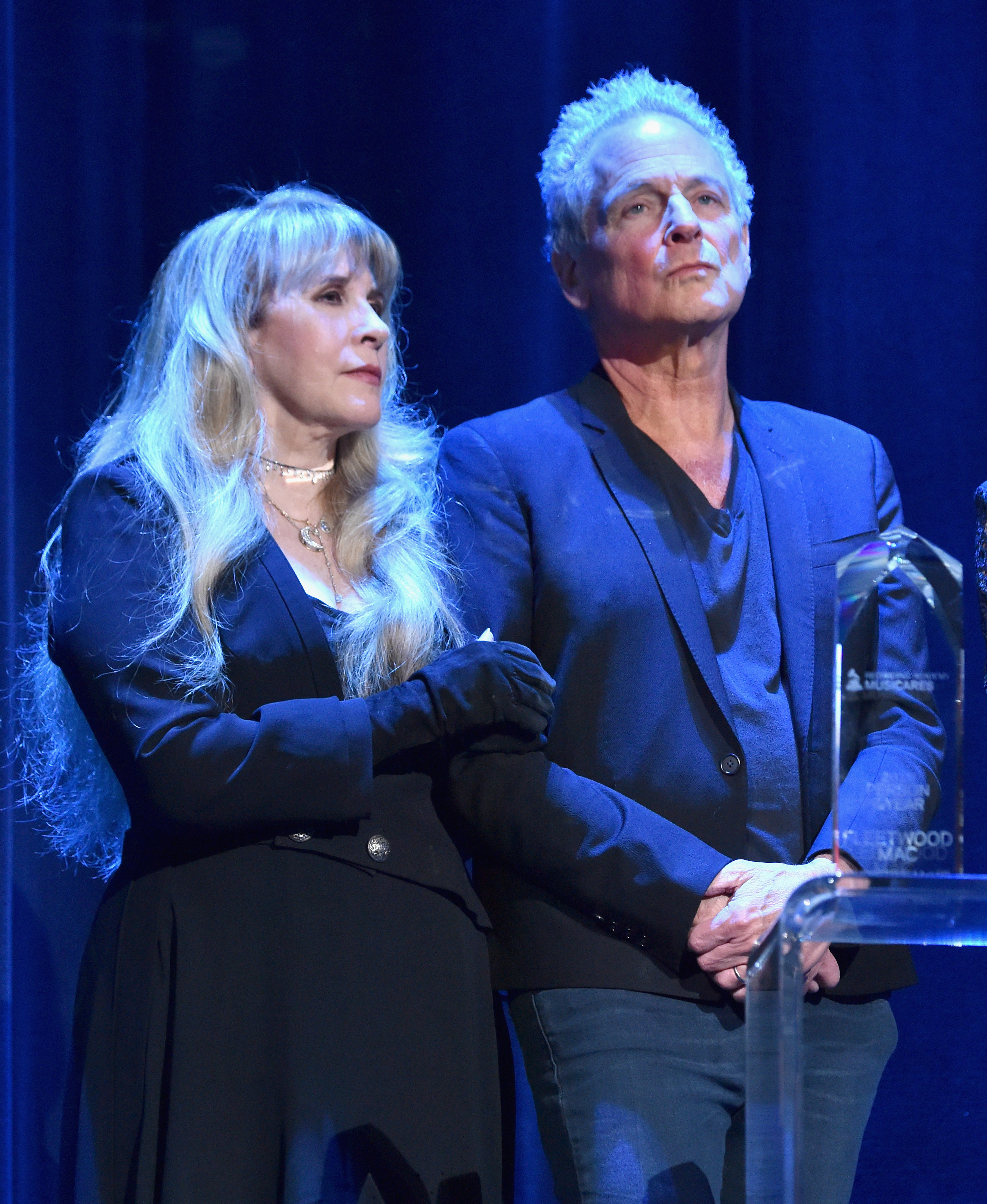 Stevie Nicks and Lindsey Buckingham onstage during MusiCares Person of the Year honoring Fleetwood Mac at Radio City Music Hall on January 26, 2018, in New York City | Source: Getty Images