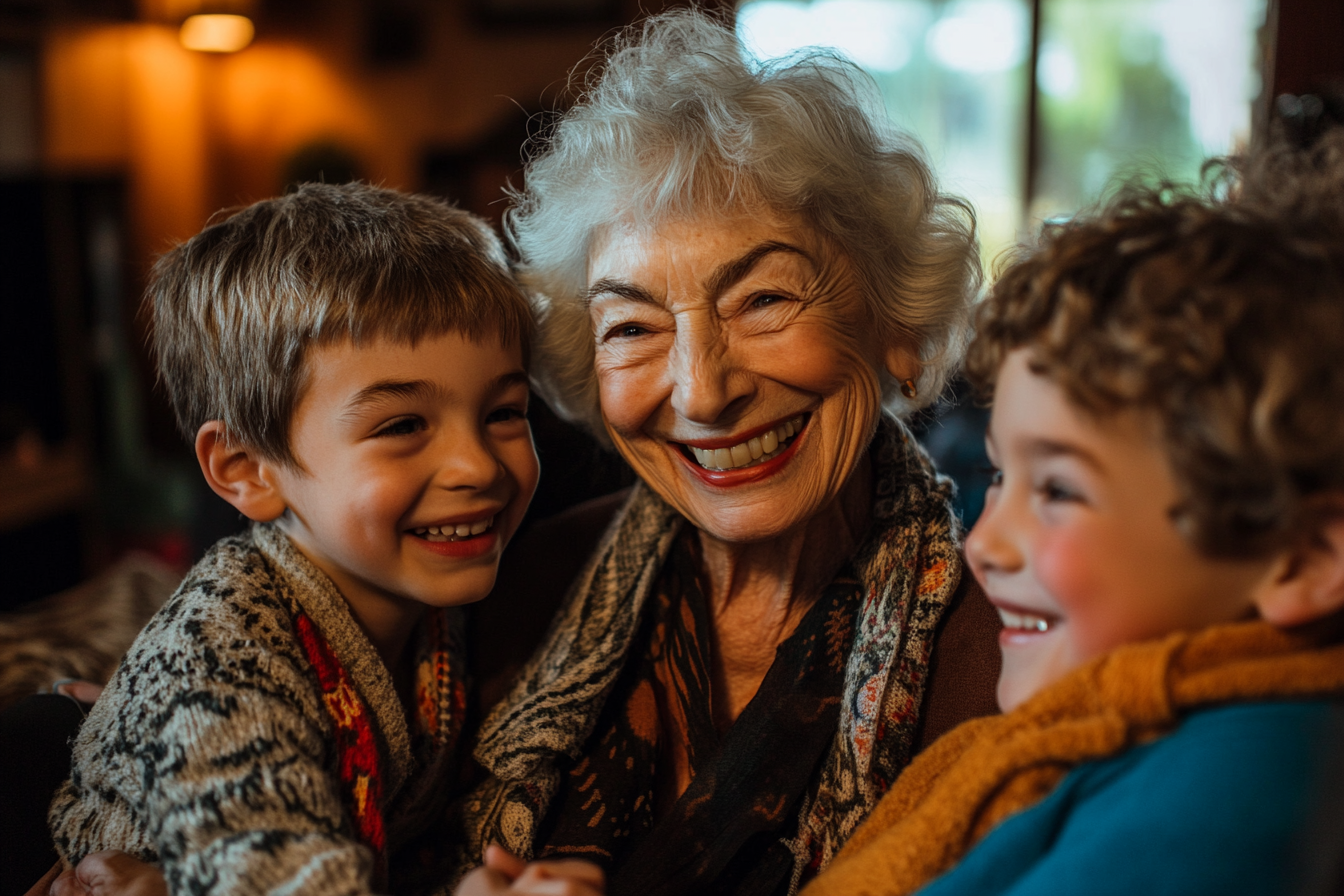 A woman with her grandkids | Source: Midjourney