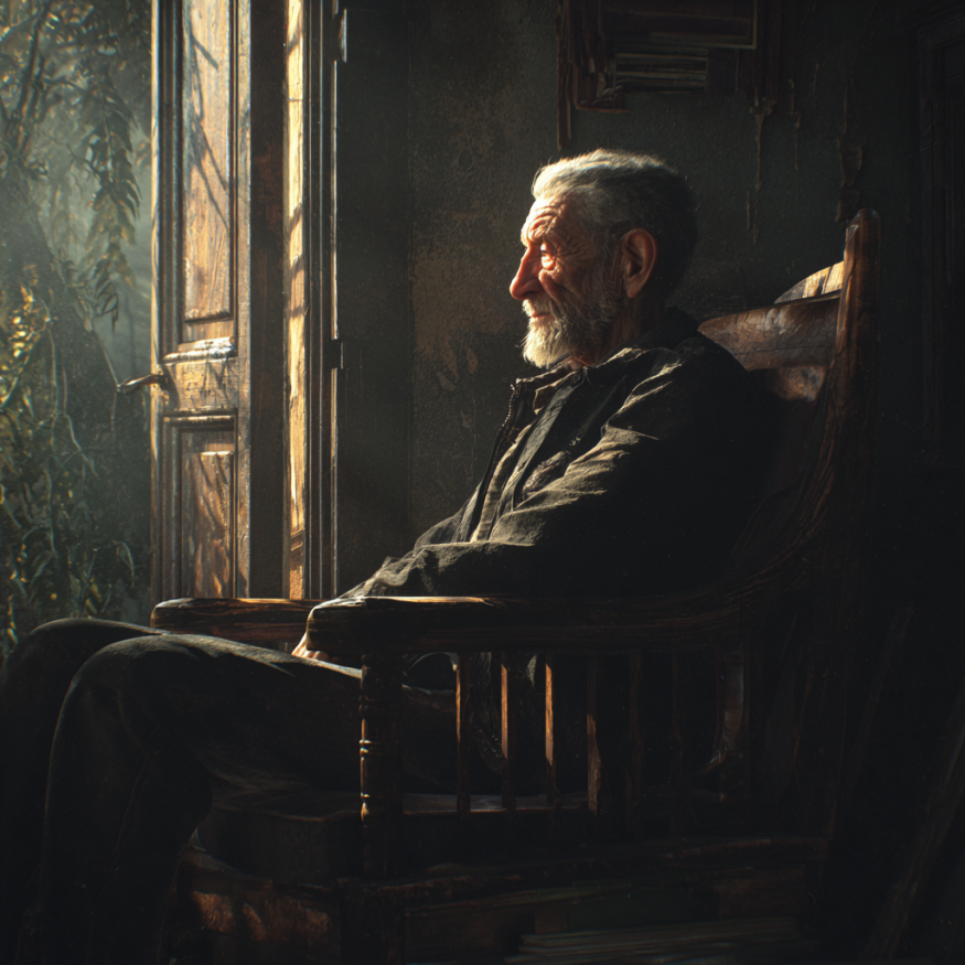 An old man sitting in a chair | Source: Midjourney