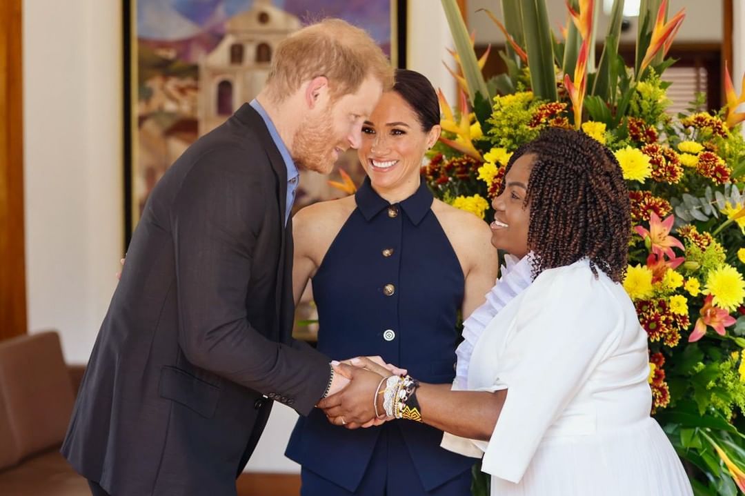 Prince Harry, Meghan Markle, and Francia Márquez during the Sussexes visit to Colombia, from an Instagram post dated, August 15, 2024 | Source: Instagram/vicepresidenciacolombia/