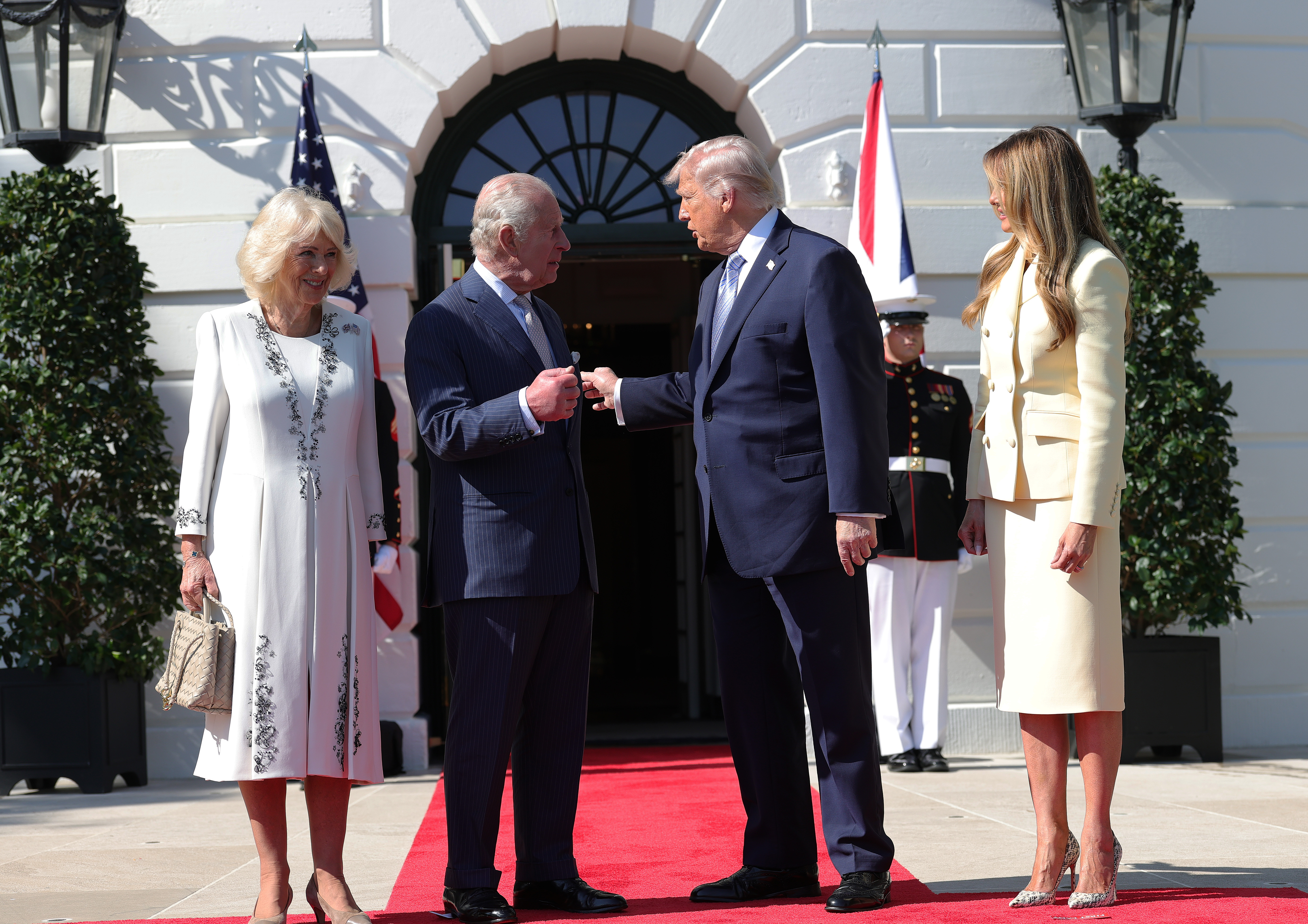 King Charles III and Queen Camilla are welcomed by President Donald Trump and First Lady Melania Trump at the White House in Washington, D.C., on April 27, 2026 | Source: Getty Images